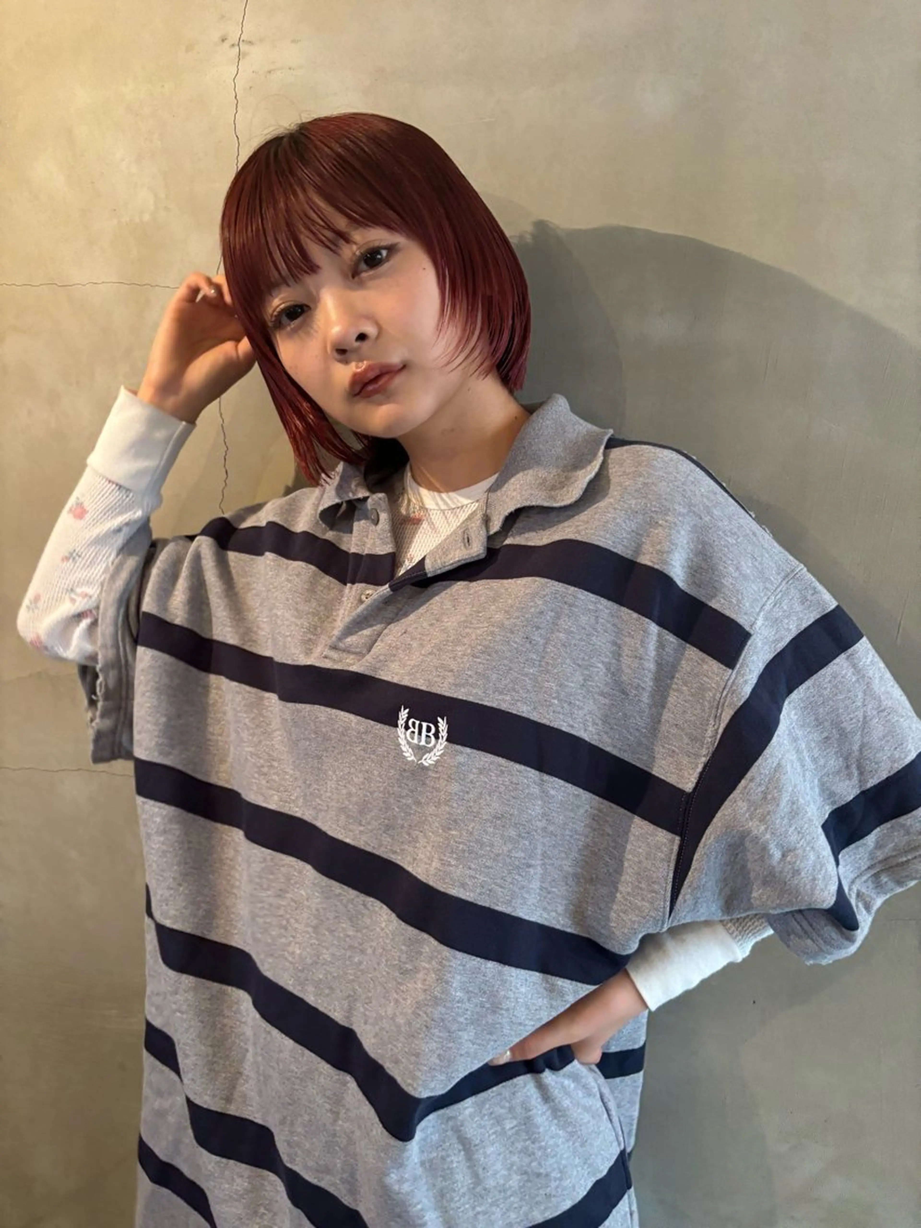 ショート カラー レッドカラー ボブ カット 林　蓮／レイヤー ／自由が丘のヘアスタイル