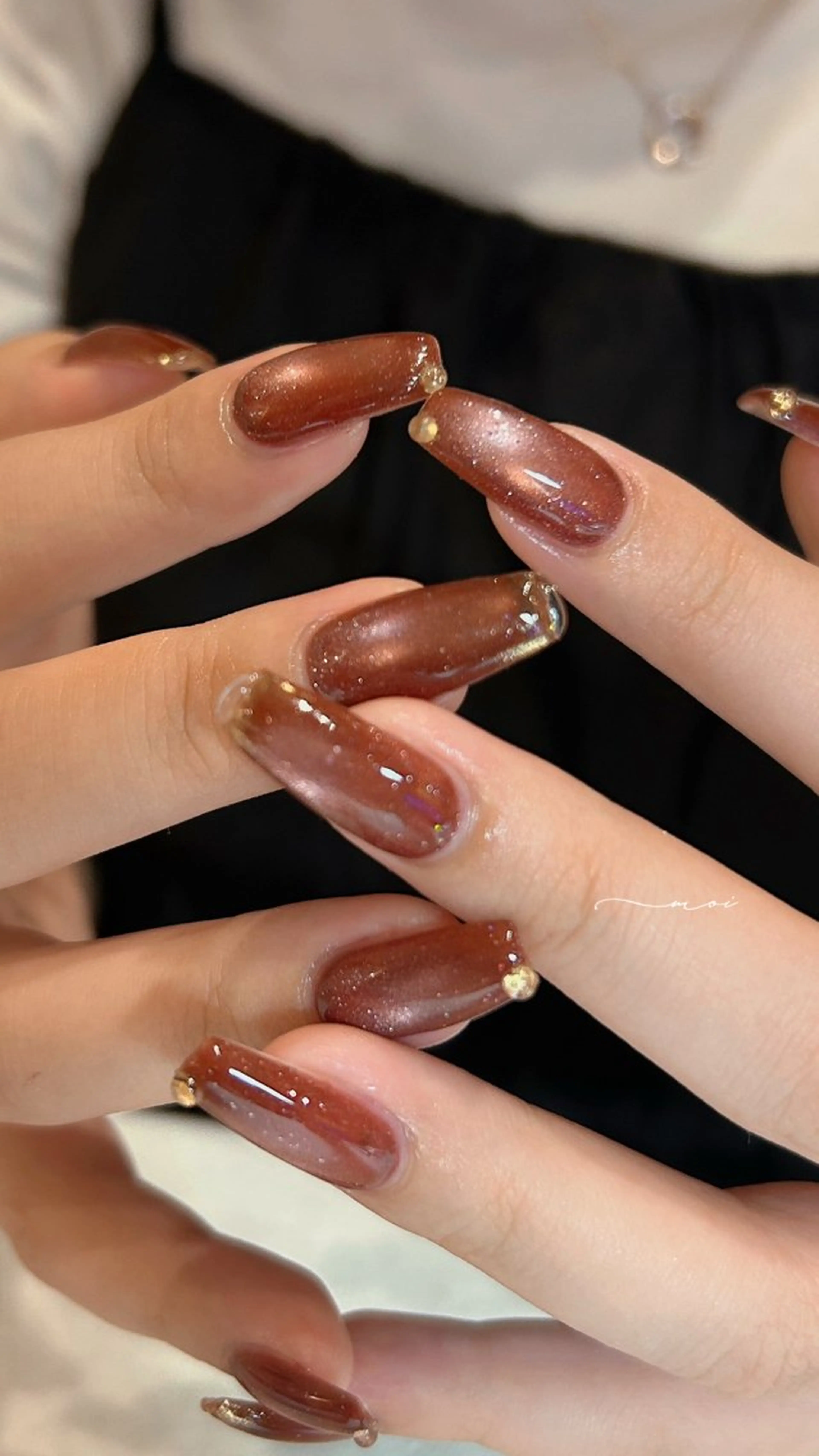 ネイル ボルドー ブラウン クリアネイル ハンドネイル nail salon moiのネイルデザイン