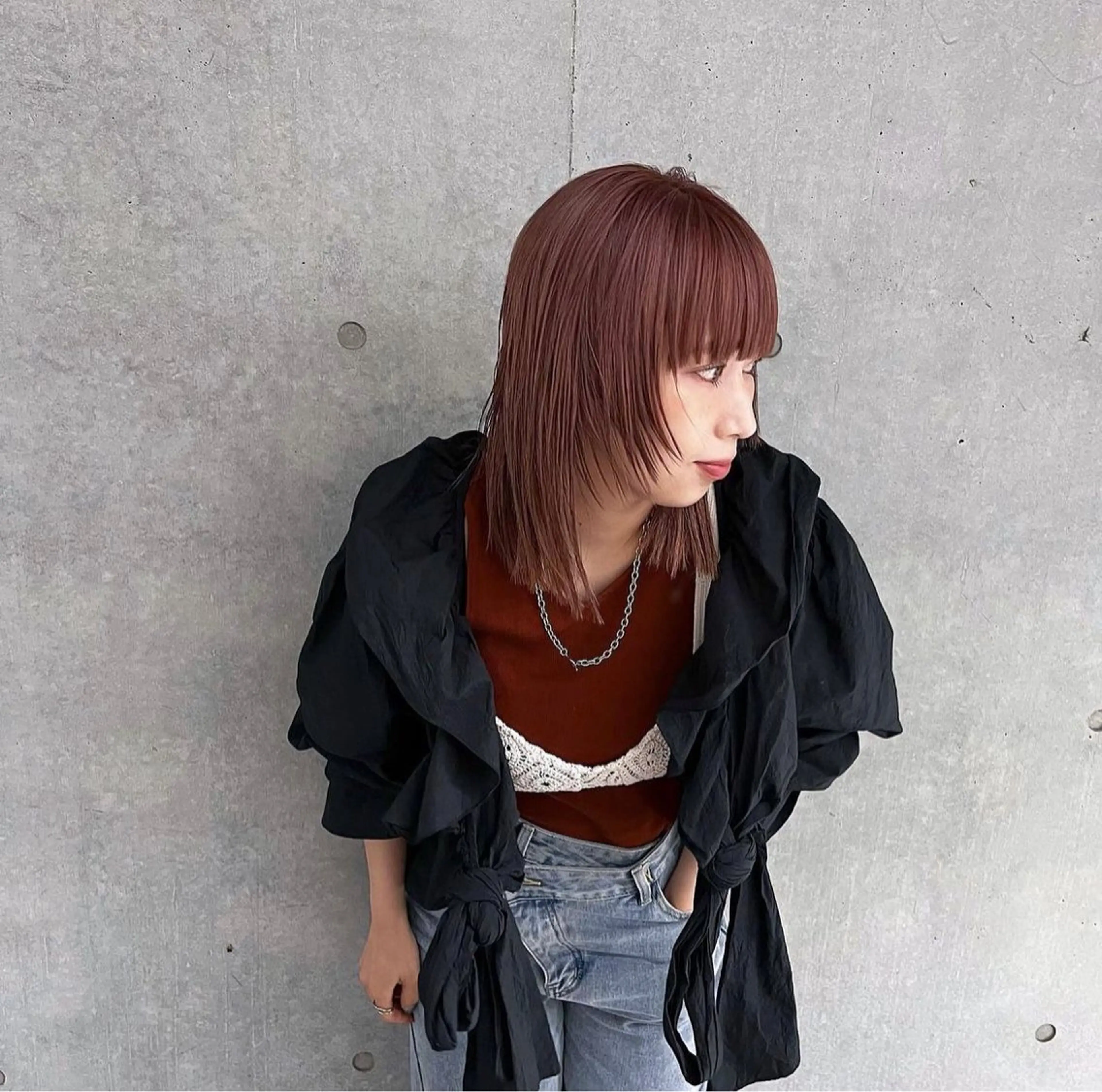 ミディアム カラー ピンクカラー カット ヘアカラー トリートメント 暖色カラー/ピンク カラー/HARUKAのヘアスタイル