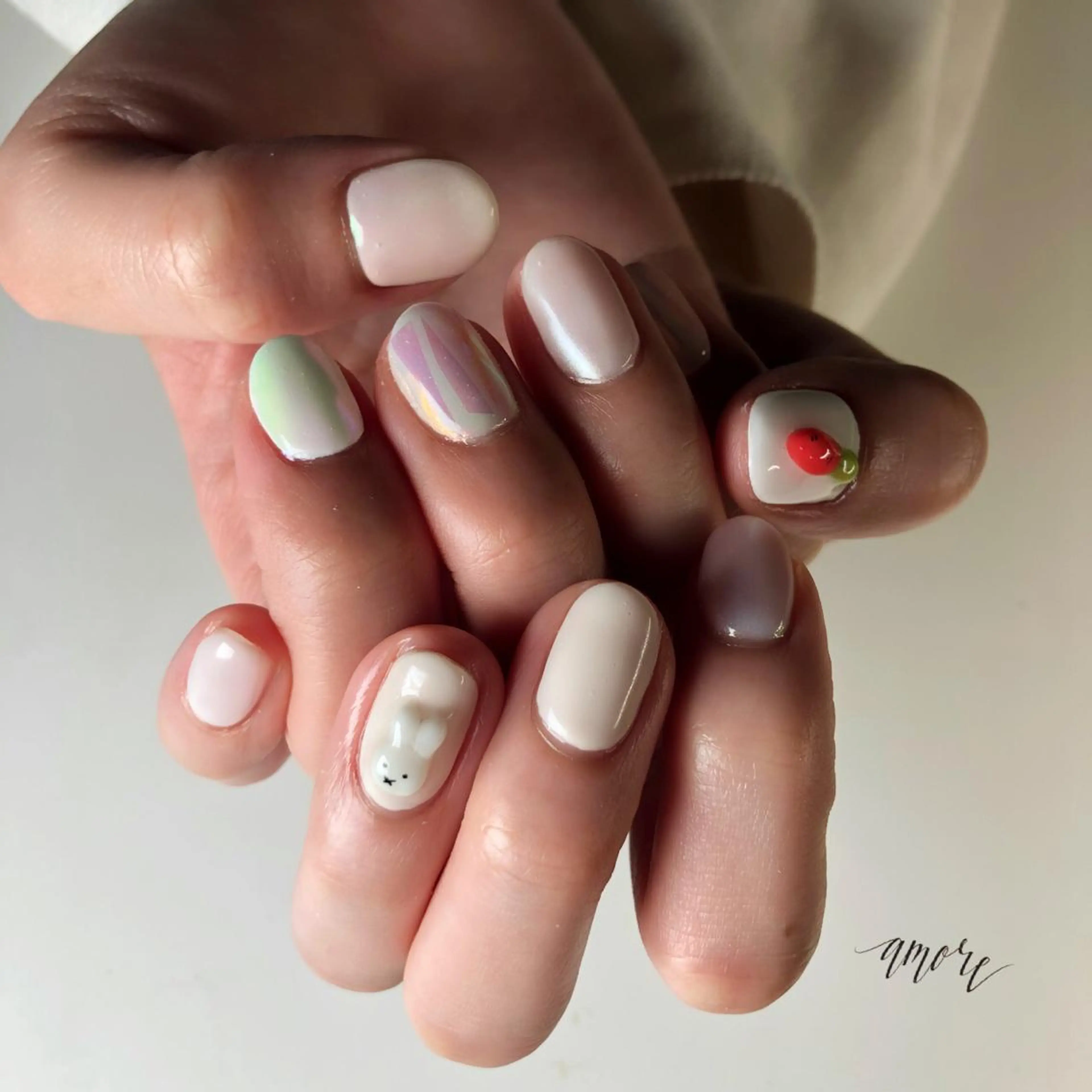 ネイル アートネイル ジェルネイル ミラーネイル ニュアンスネイル 春ネイル You kyehwaのネイルデザイン