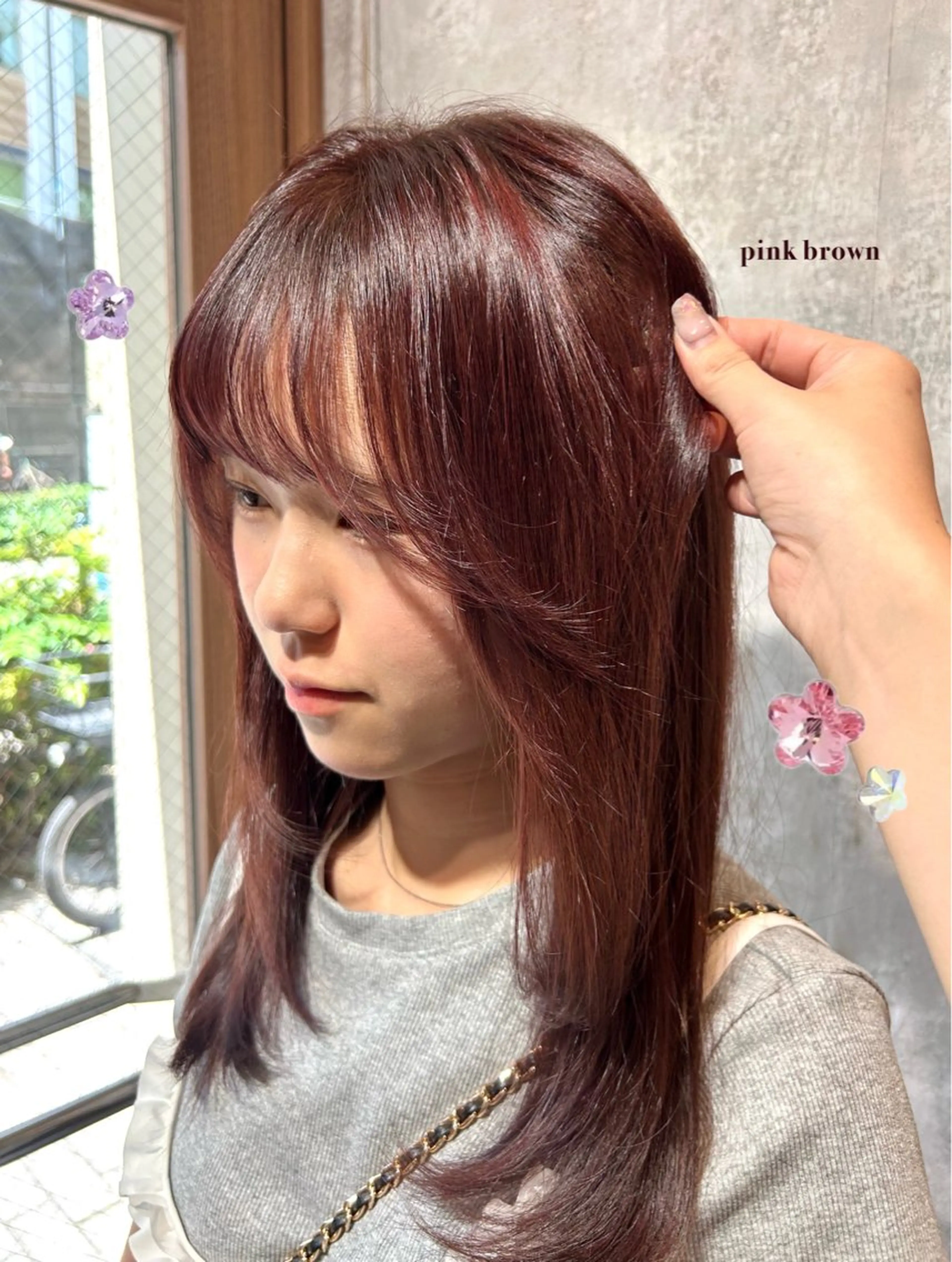 ロング カラー ブラウンカラー ピンクカラー ピンクブラウン レイヤー/nail COCOROのヘアスタイル