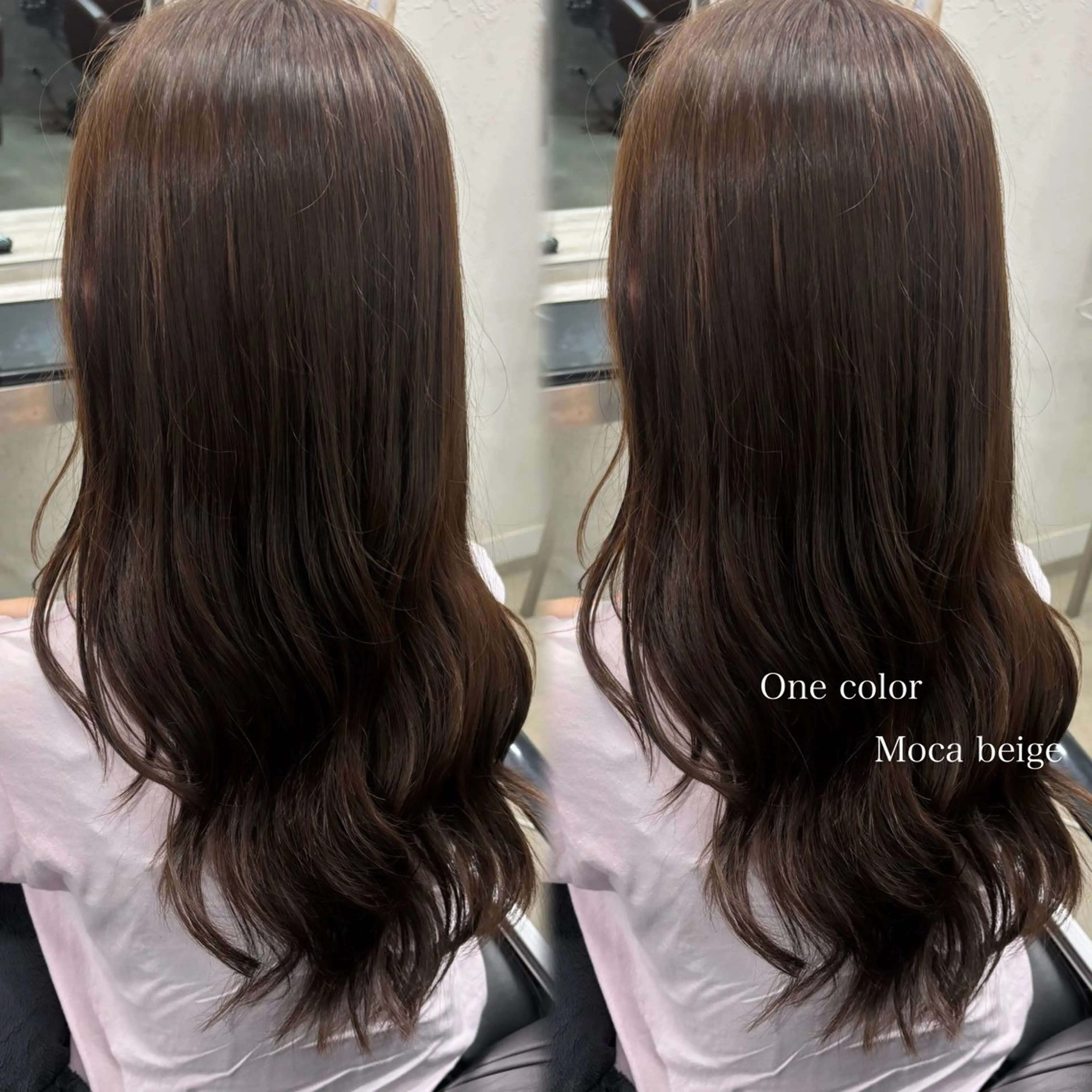 ロング カラー ベージュカラー モカベージュ ヘアカラー 韓国ヘア🇰🇷 HINAのマツエク・マツパデザイン