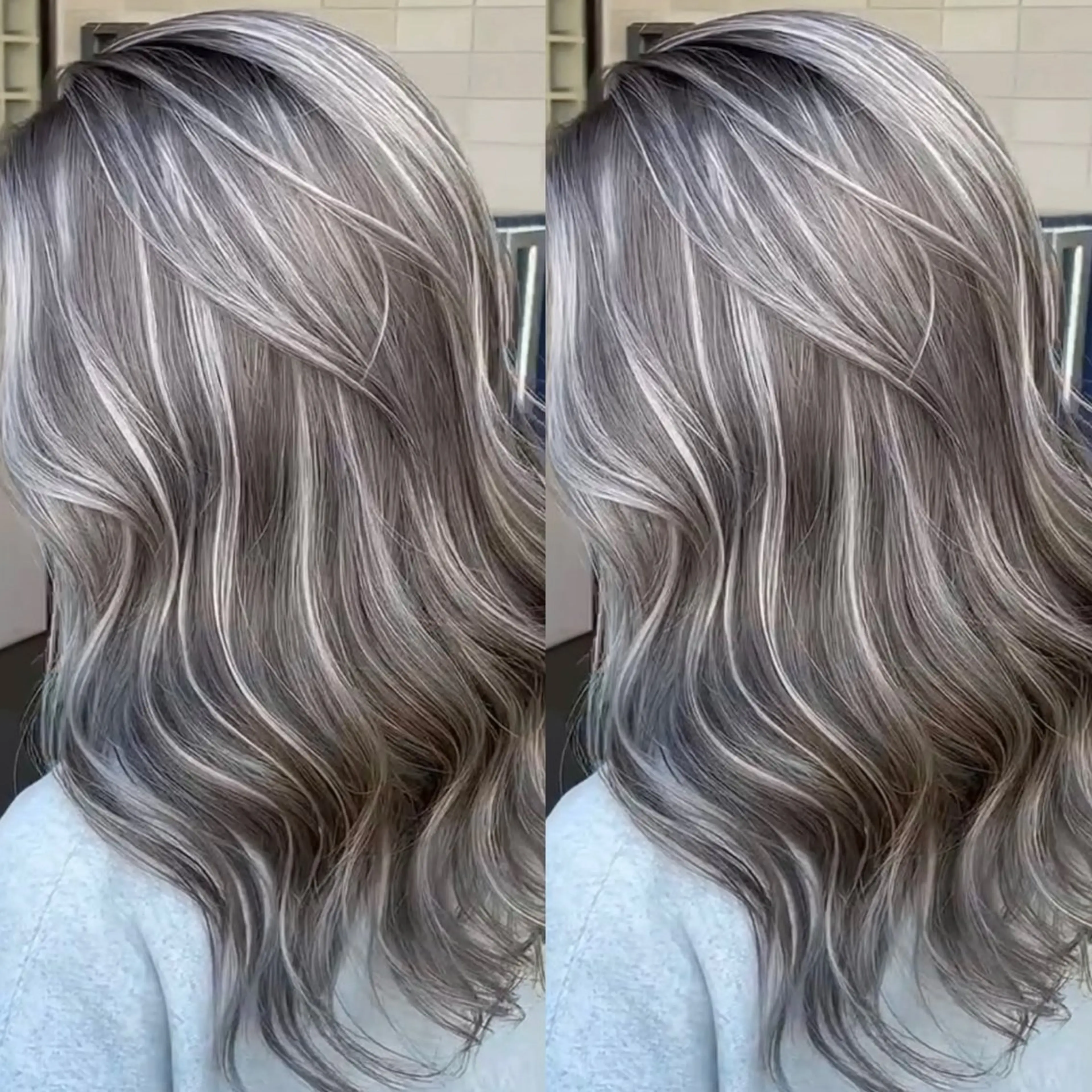 ロング カラー グレージュ ハイライトカラー ハイライト カット ヘアカラー トリートメント 表参道/ハイライト バレイヤージュのヘアスタイル