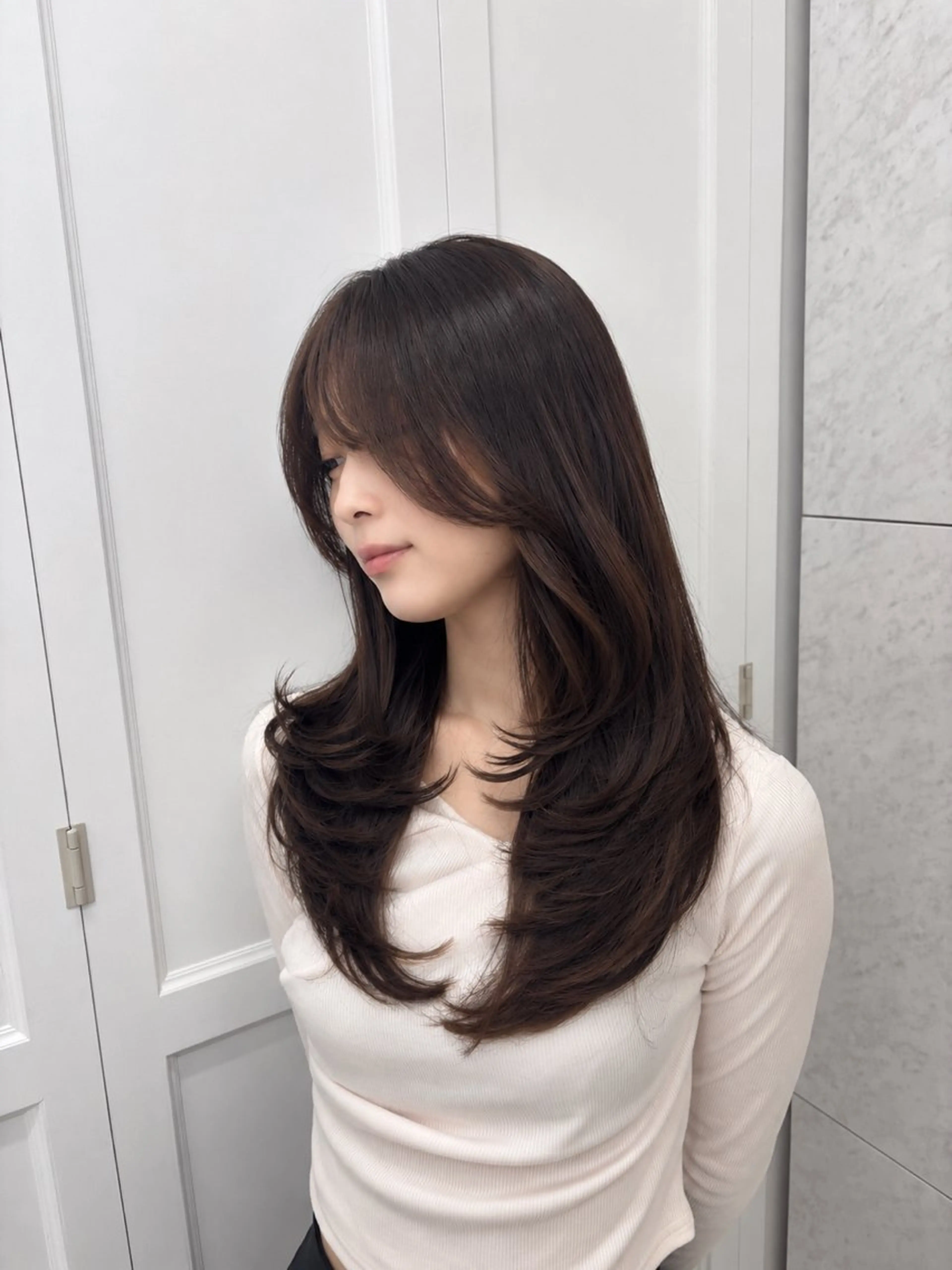 ロング カット トリートメント 透明感グレージュ/ 縮毛矯正/静岡のヘアスタイル