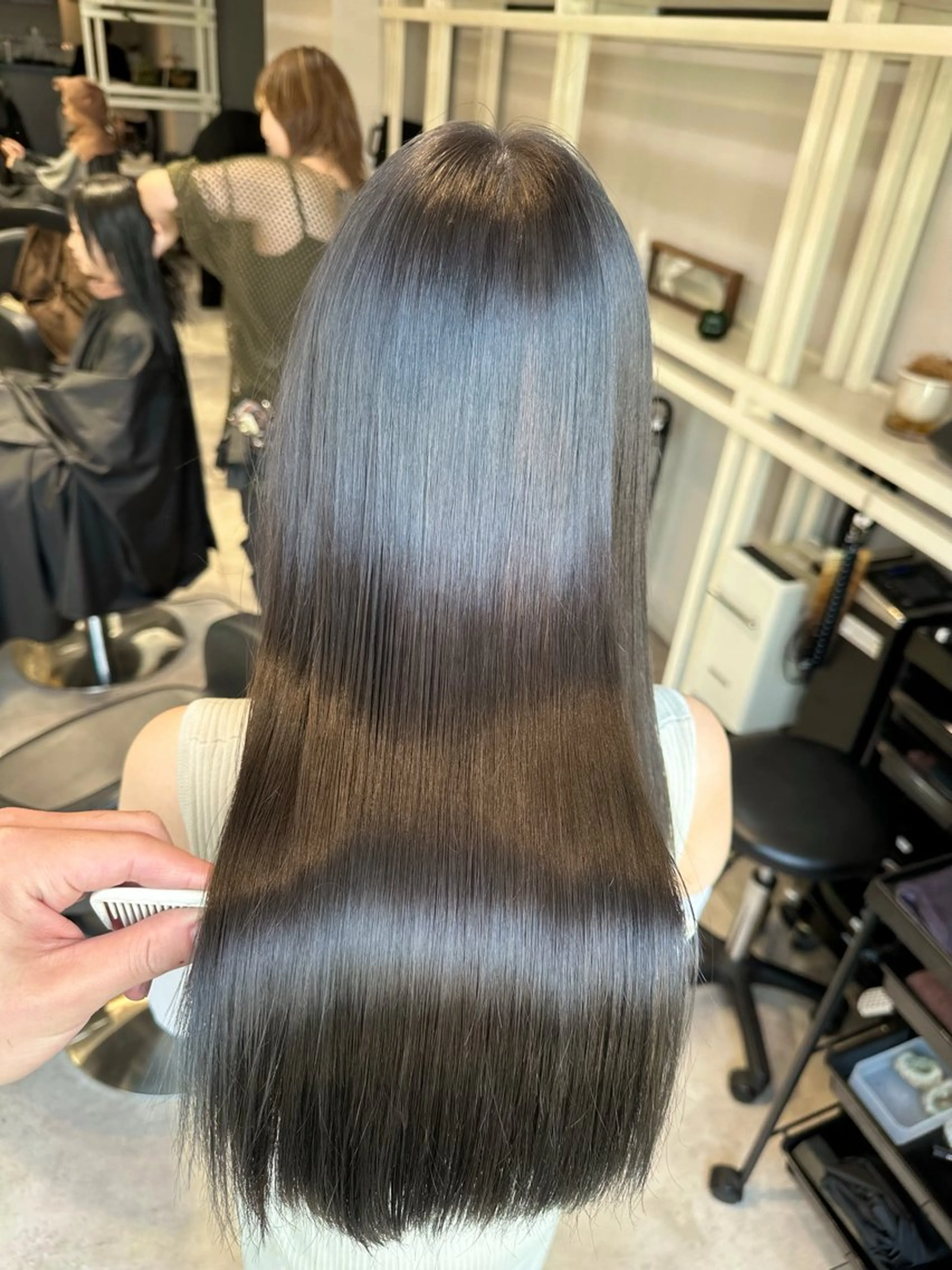 セミロング カット ヘアカラー トリートメント ✨透明感カラー/縮毛 恵比寿HAYATO✨のヘアスタイル