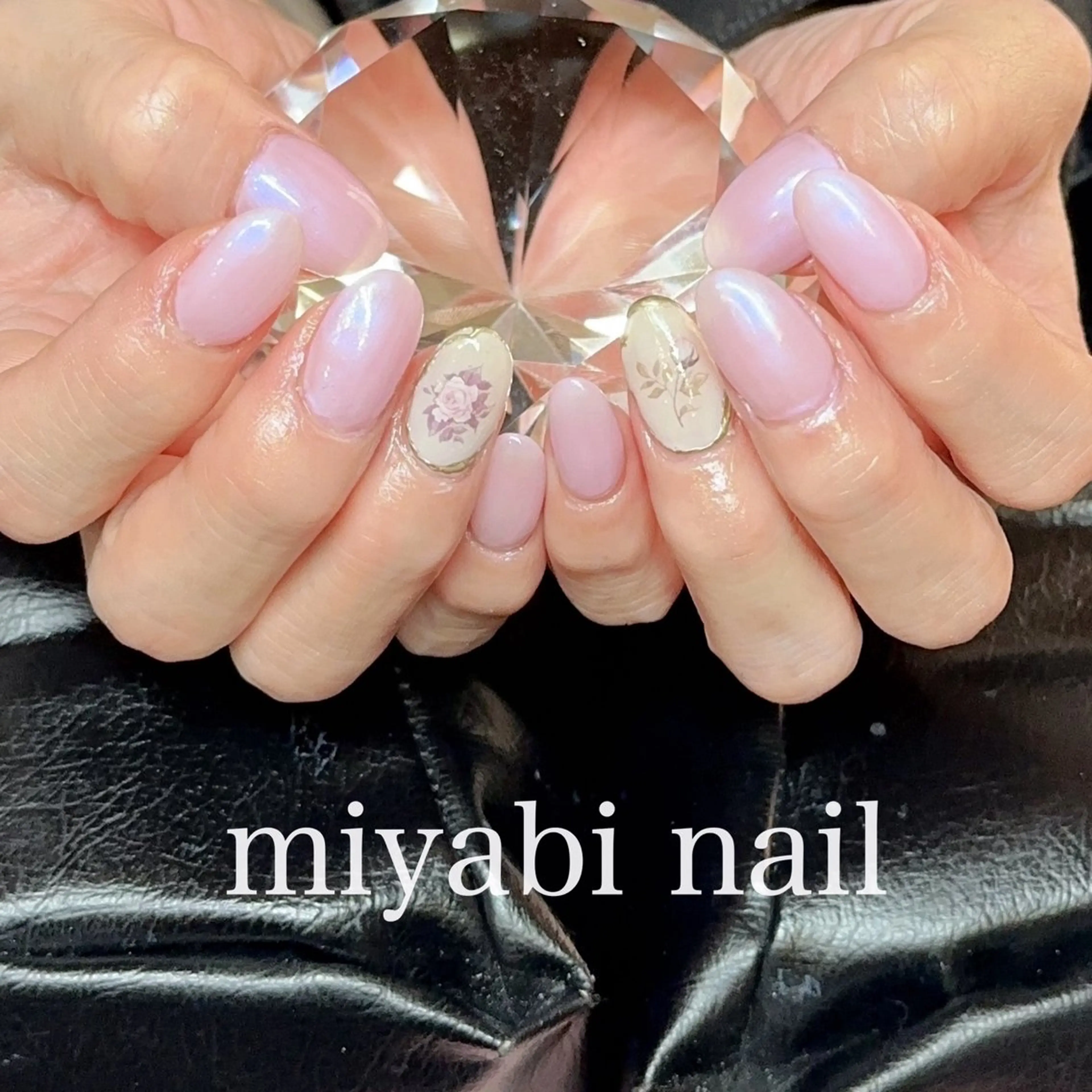 ネイル アートネイル フラワーネイル ジェルネイル 持ち込み ピンク ハンドネイル miyabi nail 桂川駅近くのネイルデザイン