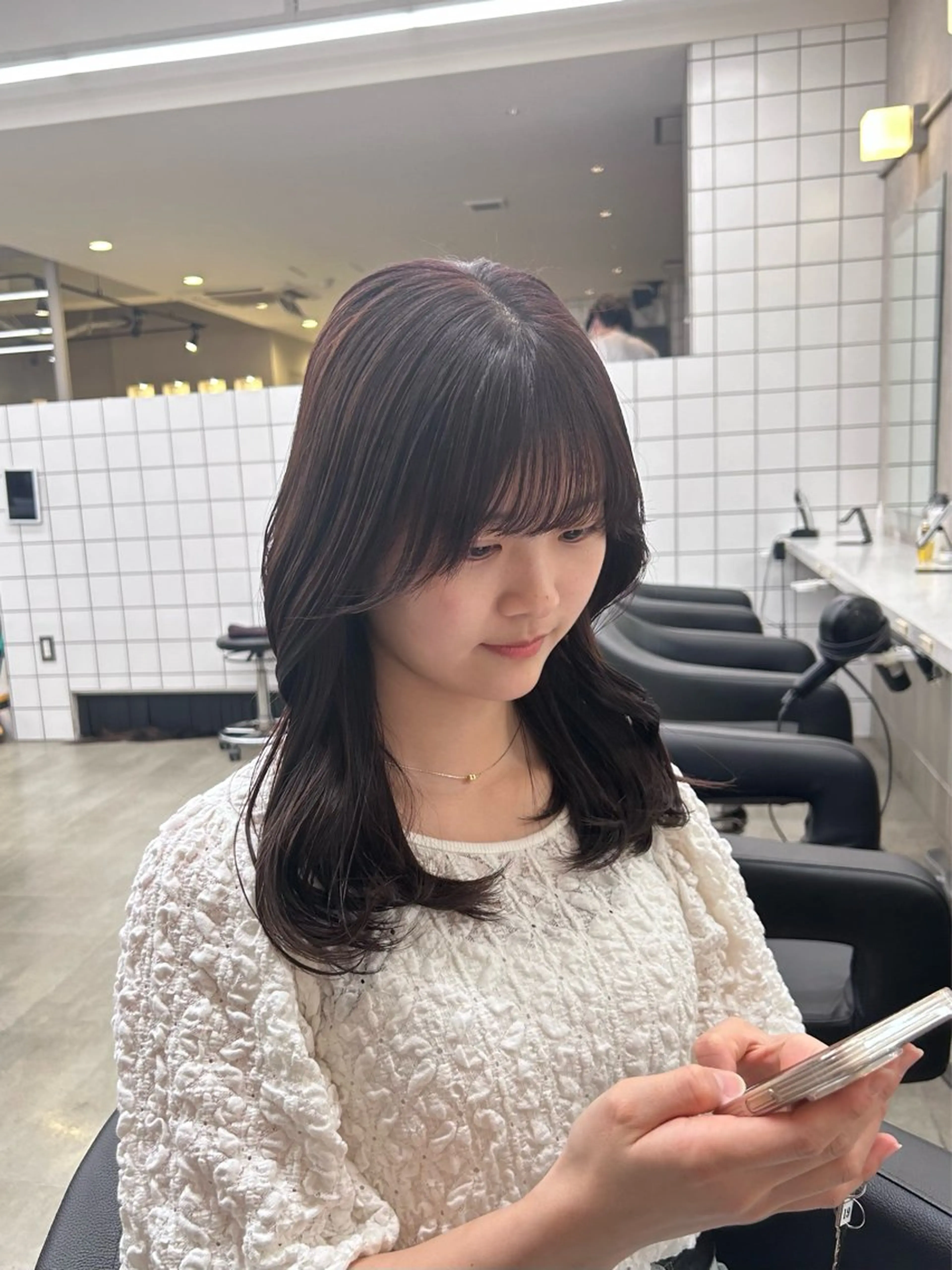 ロング カラー パーマ ヘアアレンジ メンズ キッズ ブリーチなしカラー/ ブラウン/レイヤーのヘアスタイル