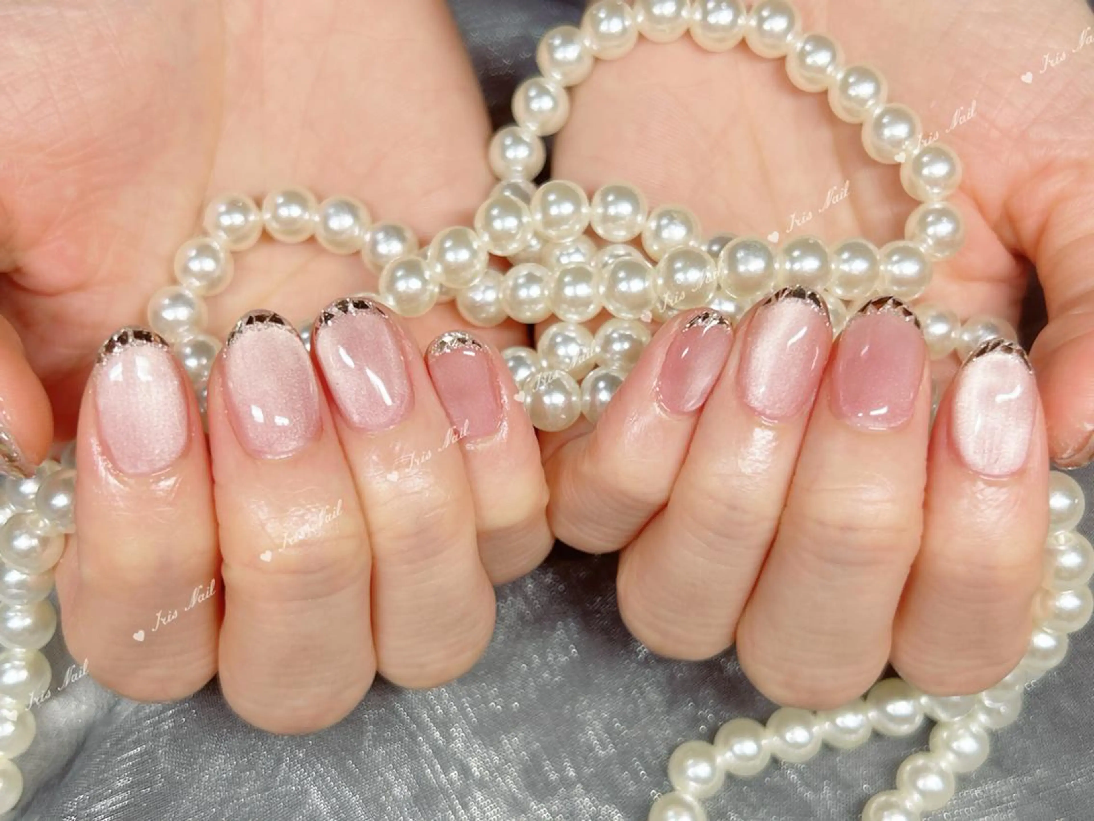 ネイル フレンチネイル ガラスフレンチ ハンドネイル ハンドケア 🍒IRIS Nail🌸のネイルデザイン