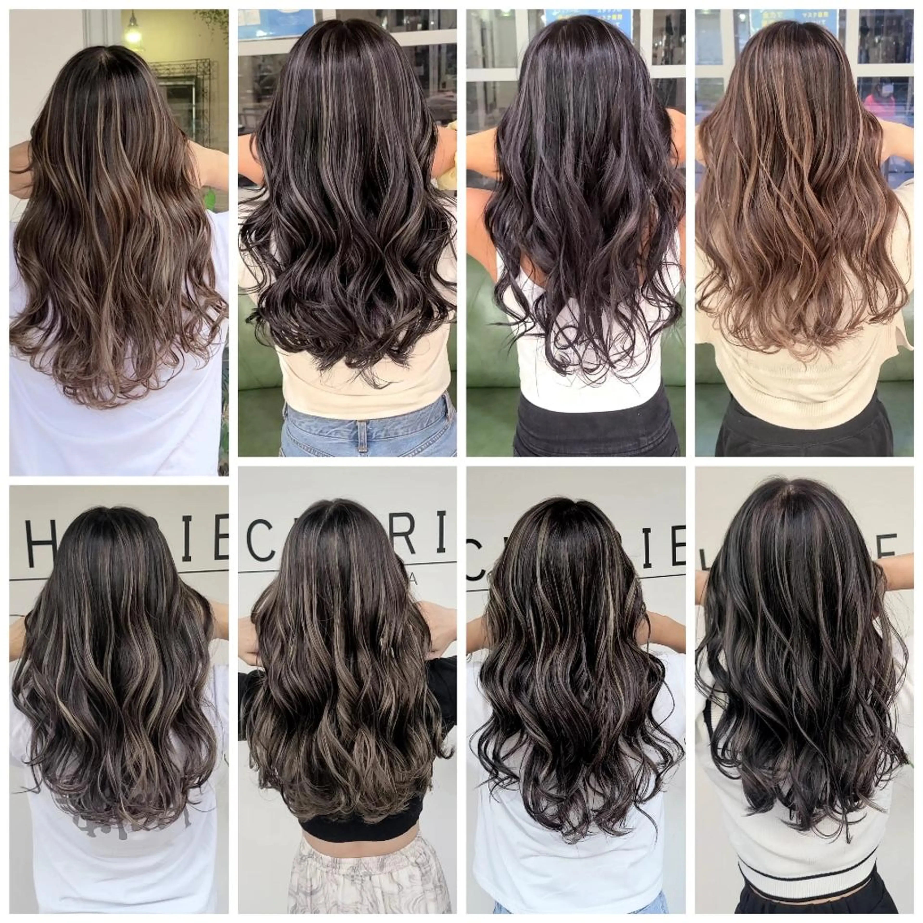 ロング カラー アッシュ アッシュグレー バレイヤージュ ベージュカラー ブリーチ バレイヤージュ/ ハイライト/大内格のヘアスタイル