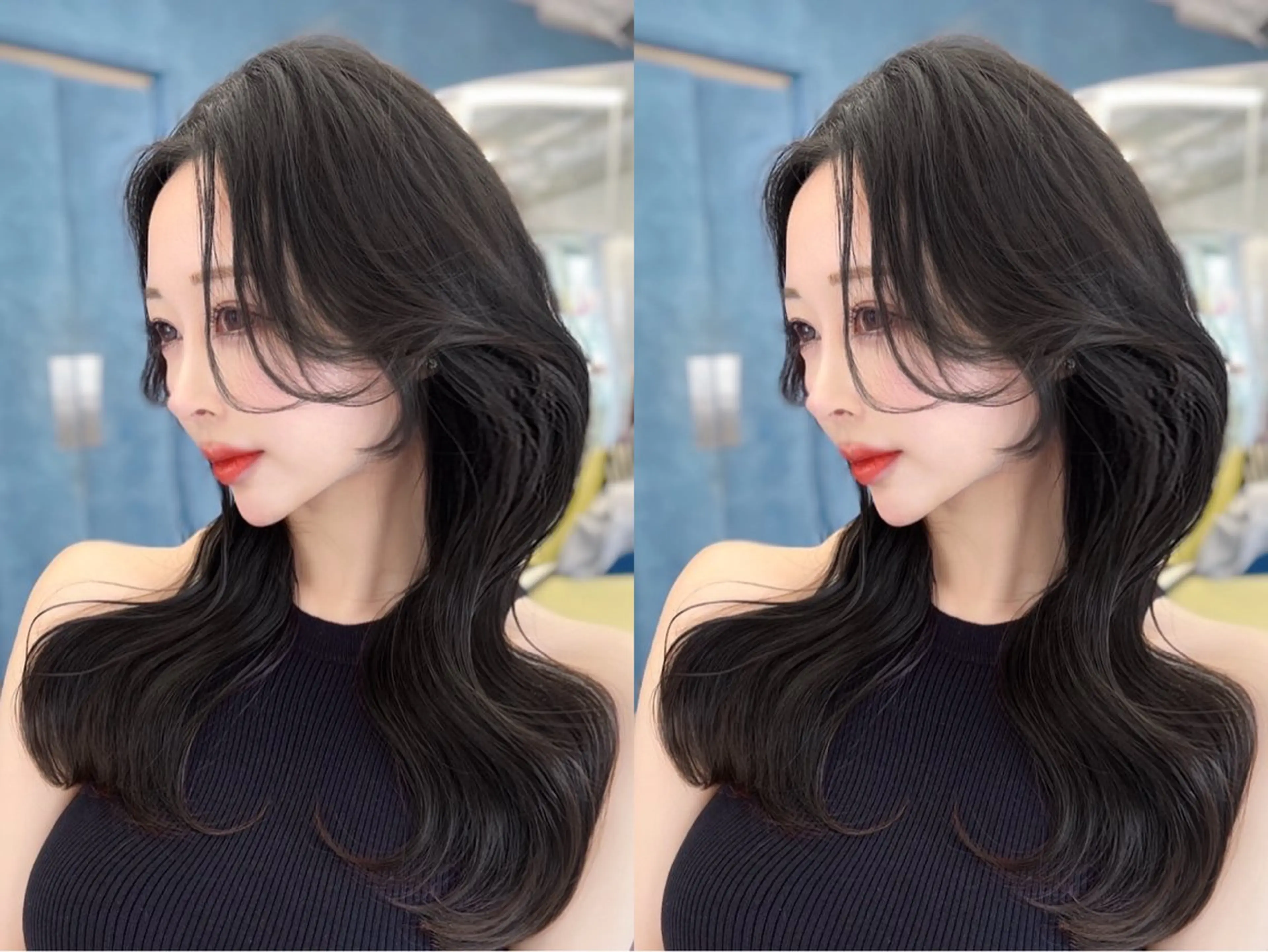 ロング カラー カット ヘアカラー トリートメント レイヤー/髪質改善 /透け感カラー/艶髪のヘアスタイル