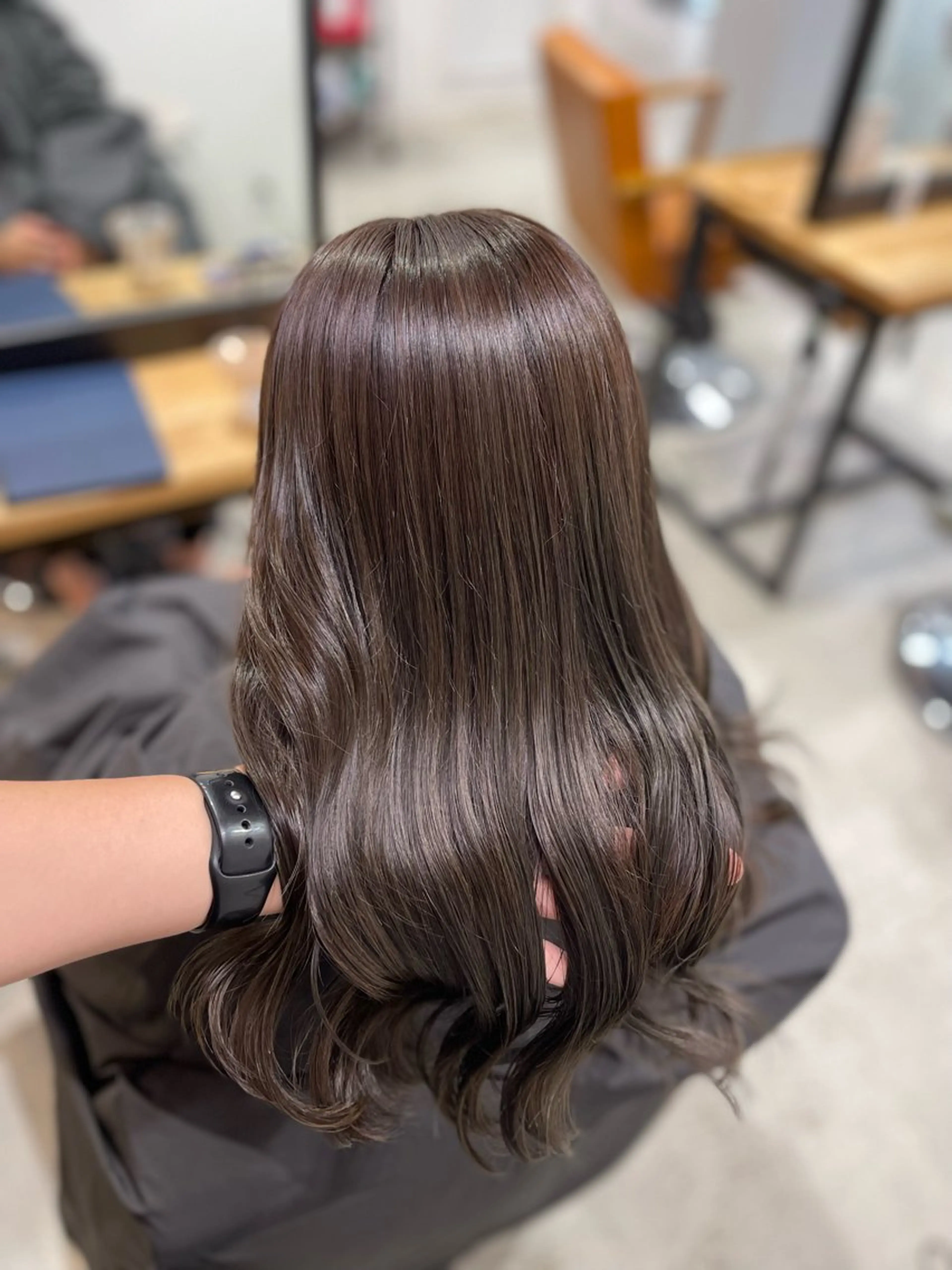 セミロング カラー ココアグレージュ グレージュ ハイトーンカラー カット ヘアカラー 髪質改善/堀江 ケアカラーtoshiのヘアスタイル