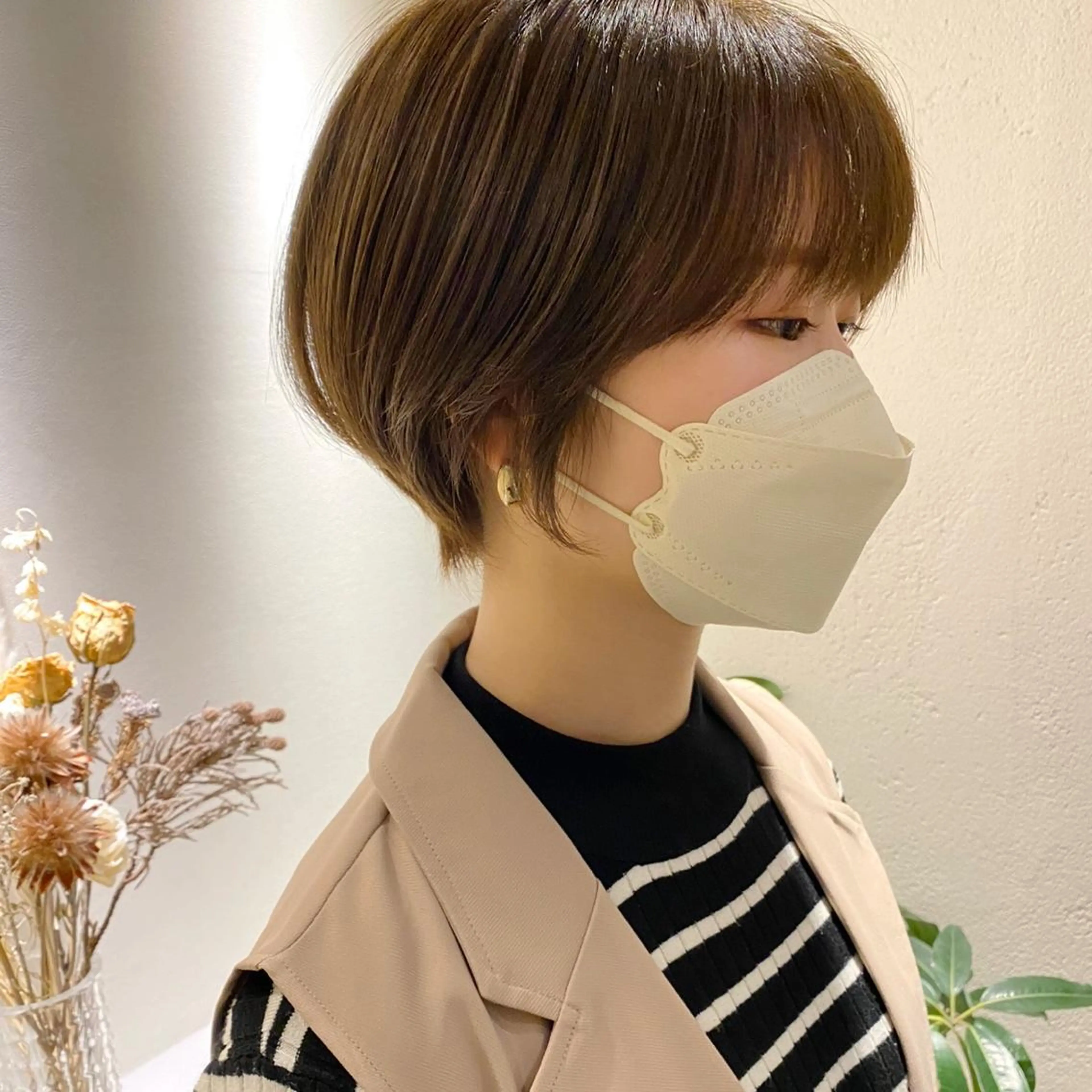 ショート アッシュ ボブ 髪質改善 レイヤーカット ショートヘア カット ヘアカラー トリートメント ショート〜ミディアム 喜多司のヘアスタイル