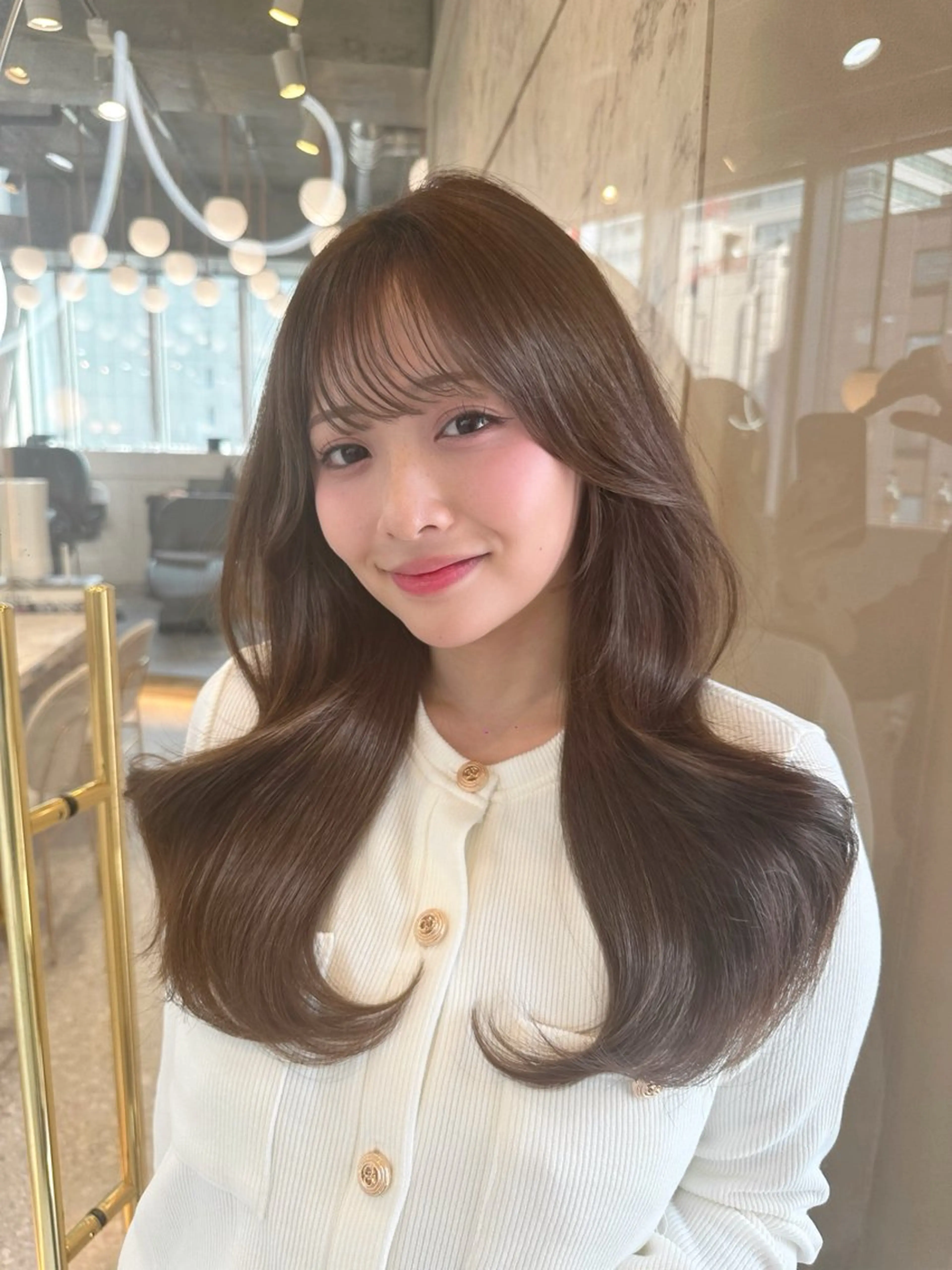 セミロング カラー カット ヘアカラー トリートメント ヘアセット 新宿/韓国レイヤー 髪質改善カラー/角所のヘアスタイル