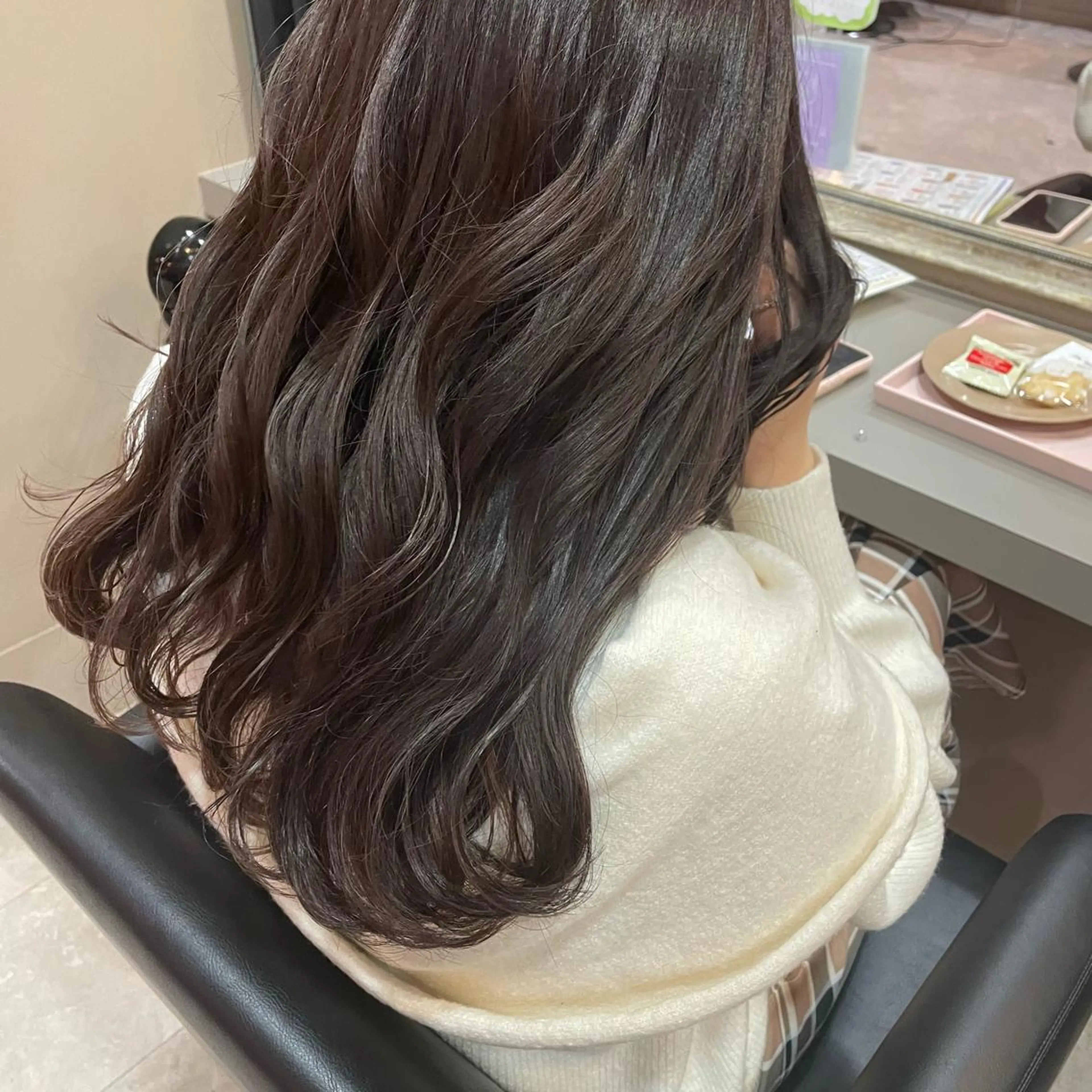 セミロング カラー ブラウンカラー ローズカラー ローズブラウン 韓国レイヤーカット 🫧大阪梅田レイヤーのヘアスタイル