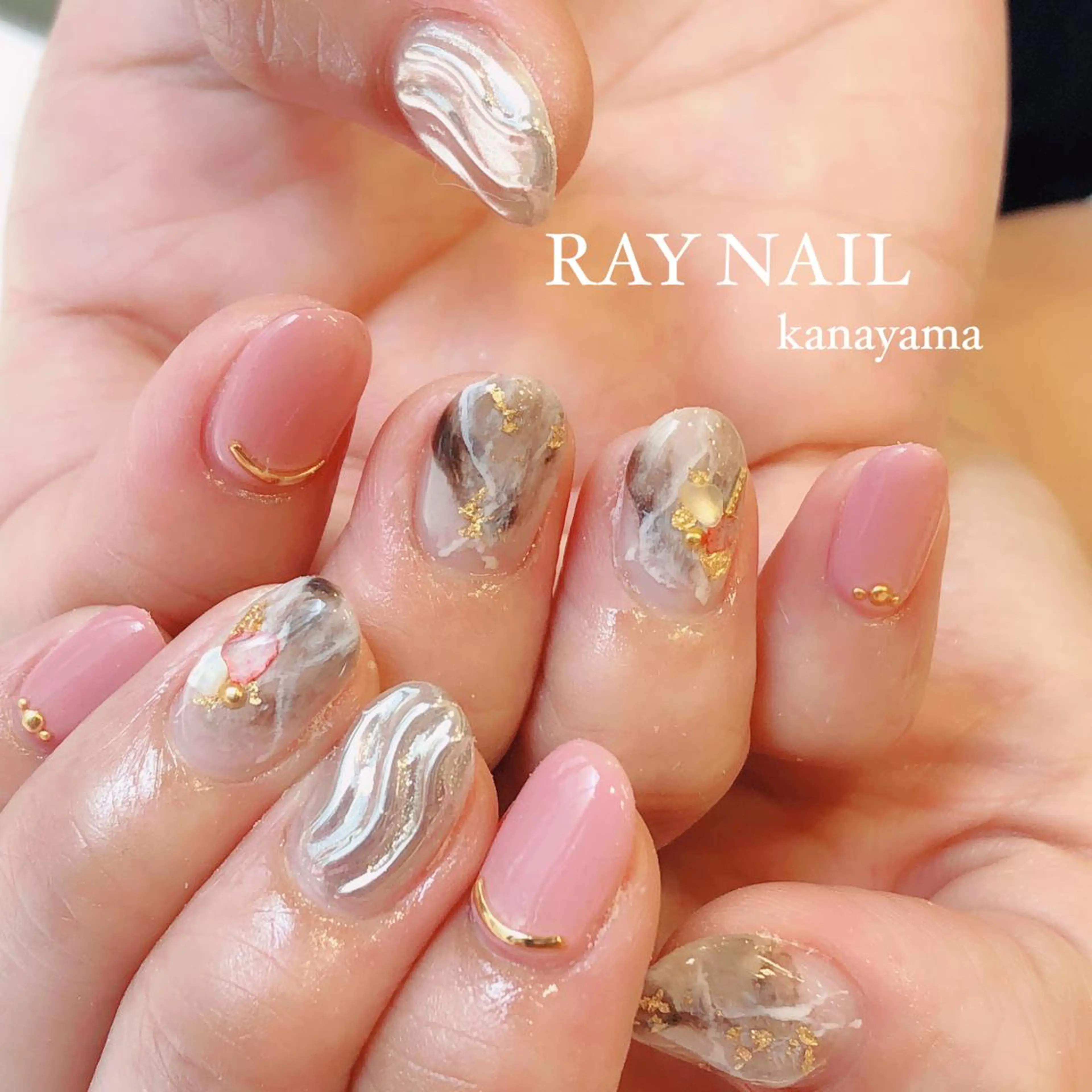 ネイル 大理石ネイル(マーブル) Arowa 伊田のネイルデザイン