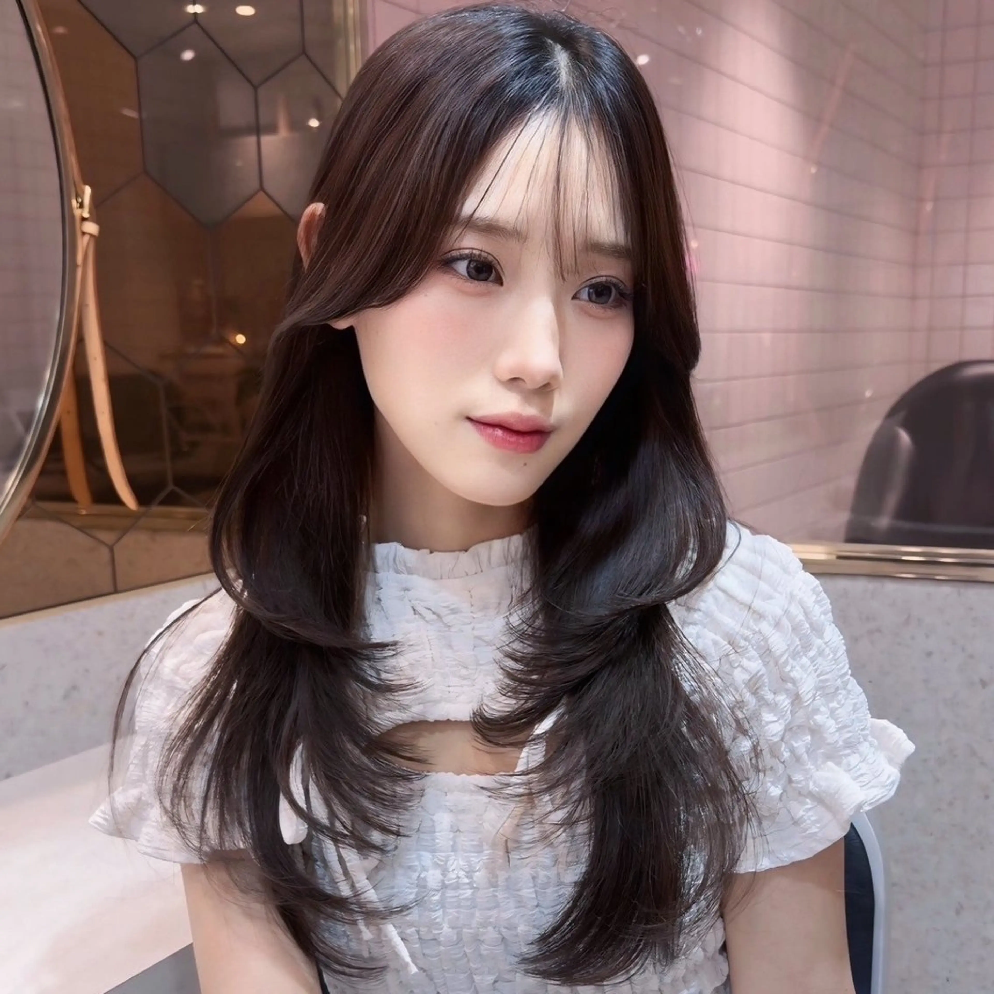 ロング カラー ヘアアレンジ 透明感カラー 韓国風ヘア レイヤーカット ワンホンヘア 韓国ボブ/髪質改善 /新宿/Rumiのヘアスタイル