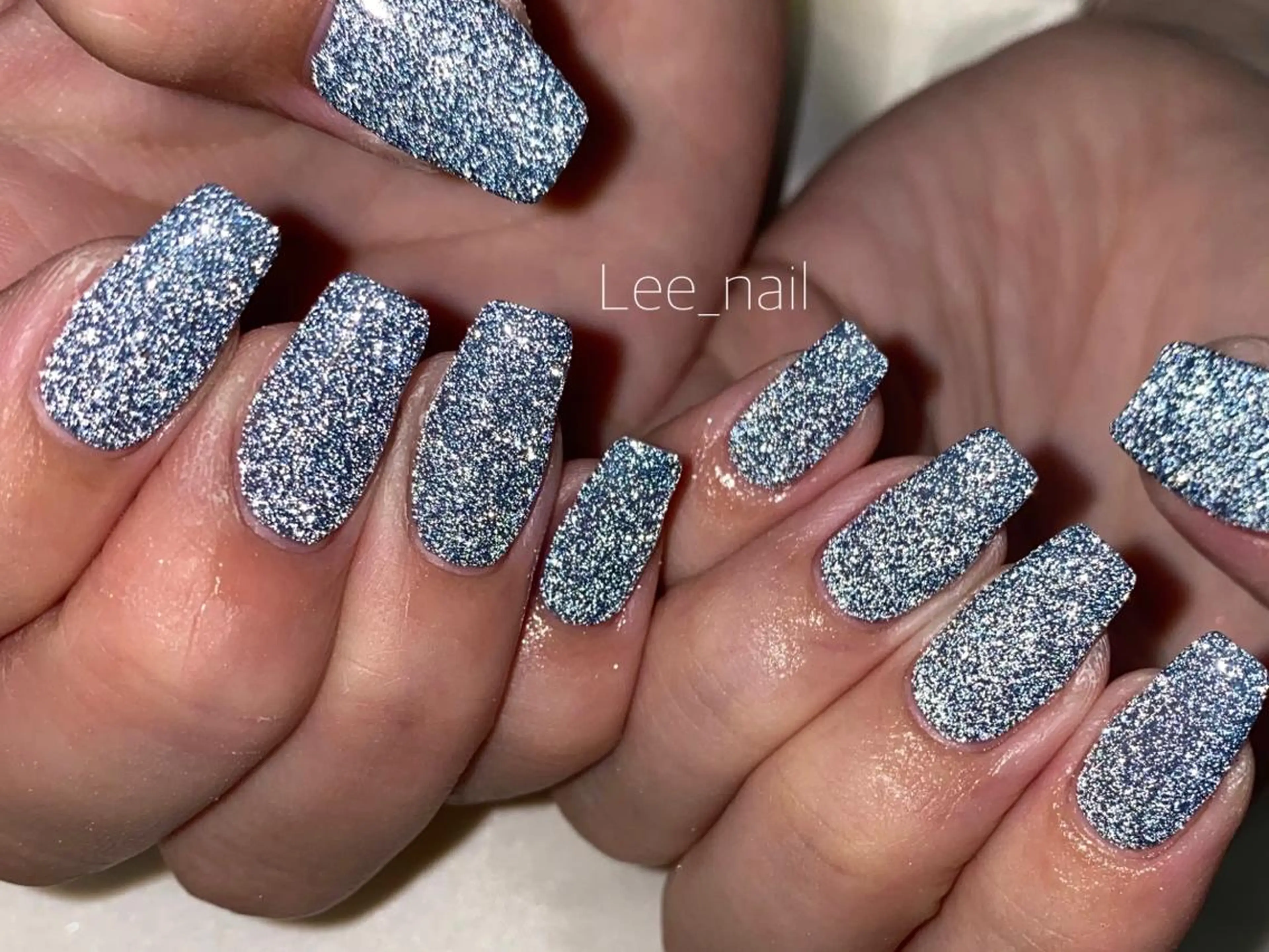 ネイル ブルー フラッシュネイル ハンドネイル Lee_ nailのネイルデザイン