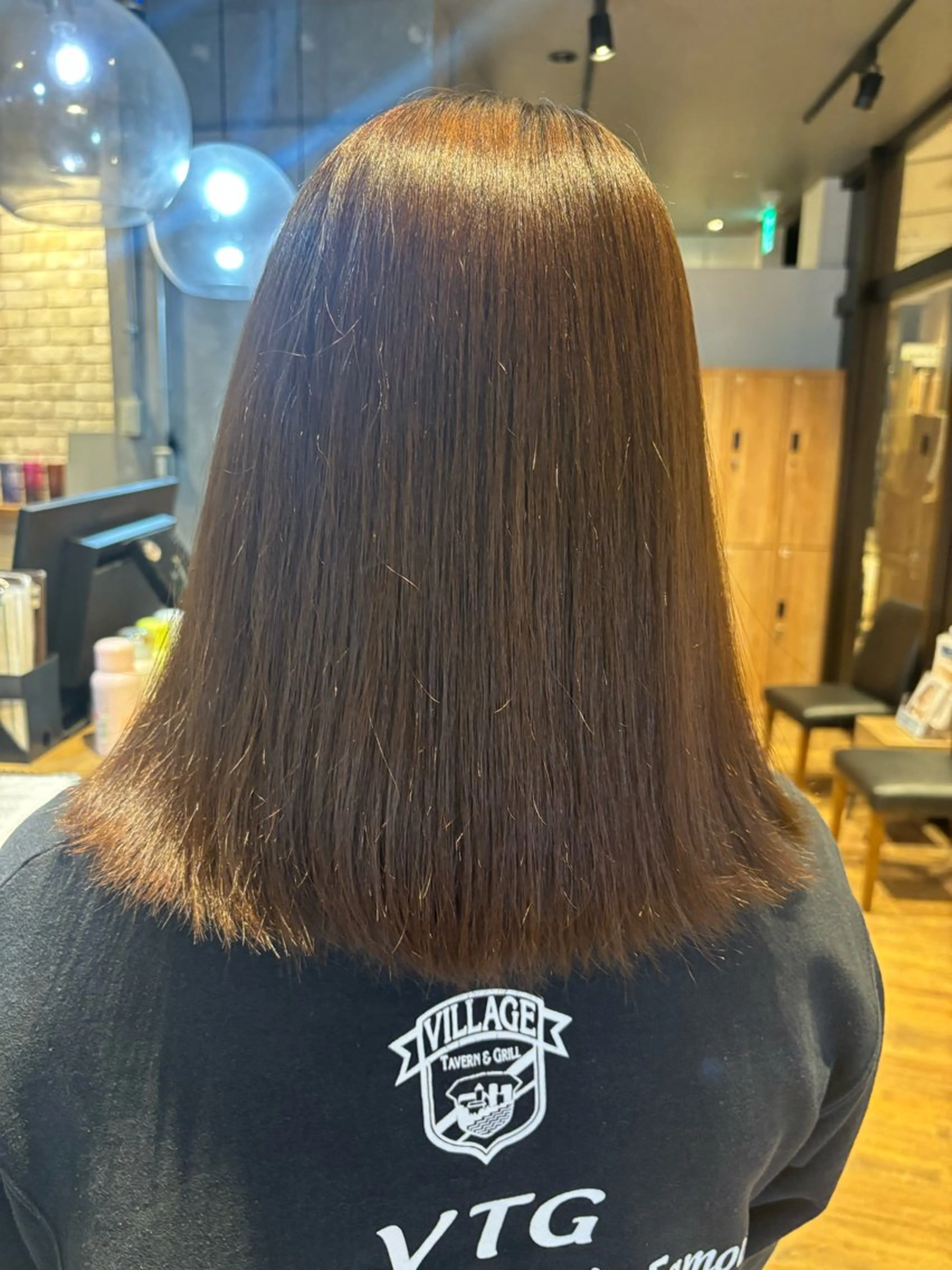 ミディアム カラー ベージュカラー 🎀ワンレンボブ🎀 ワンカラー　あゆみのヘアスタイル