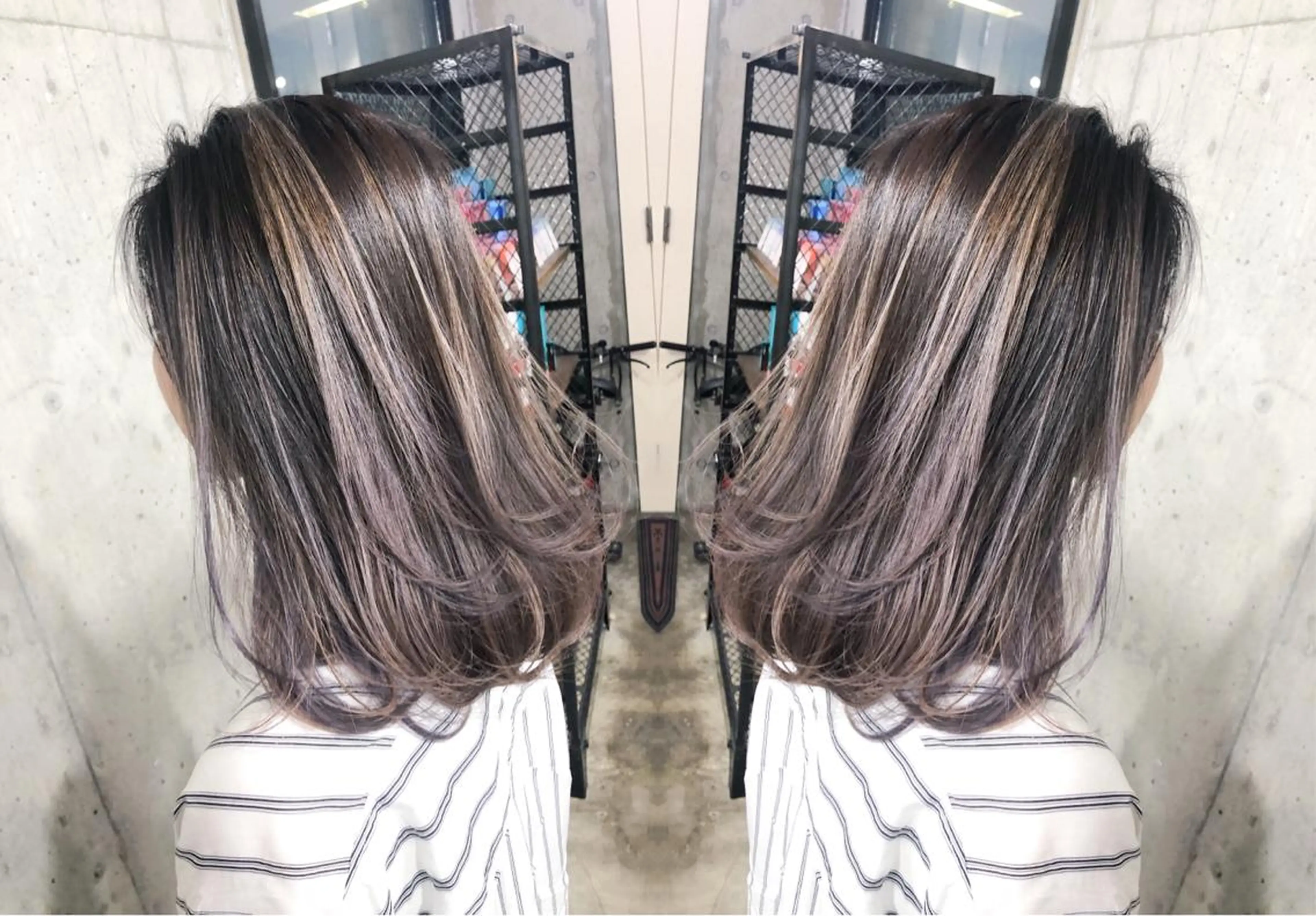 セミロング カラー 北條 優輝のヘアスタイル