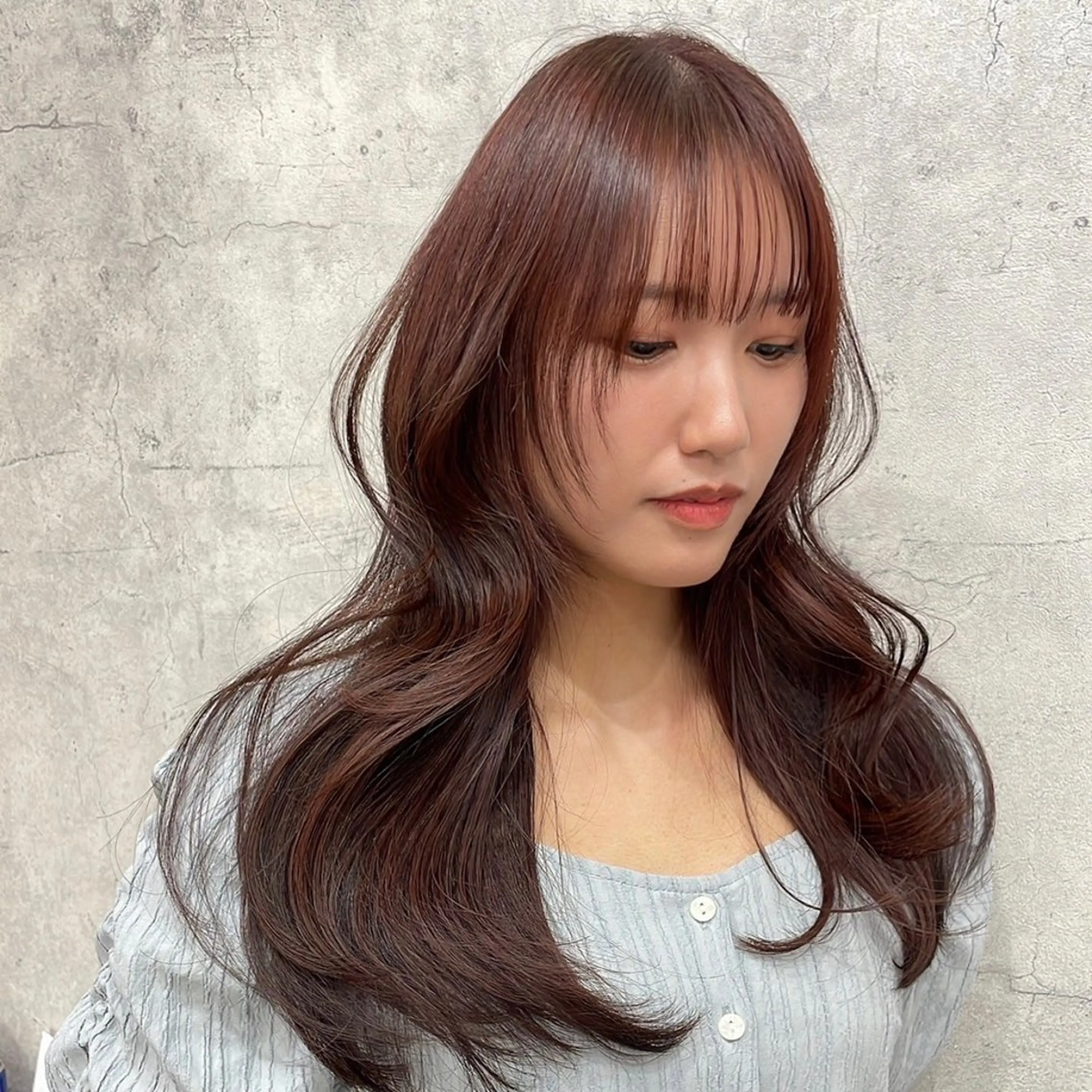 ロング カラー ブリーチ ブラウンカラー ブリーチなしカラー ピンクカラー ピンクブラウン エクステ・レイヤ ーカット松下宗翔のヘアスタイル