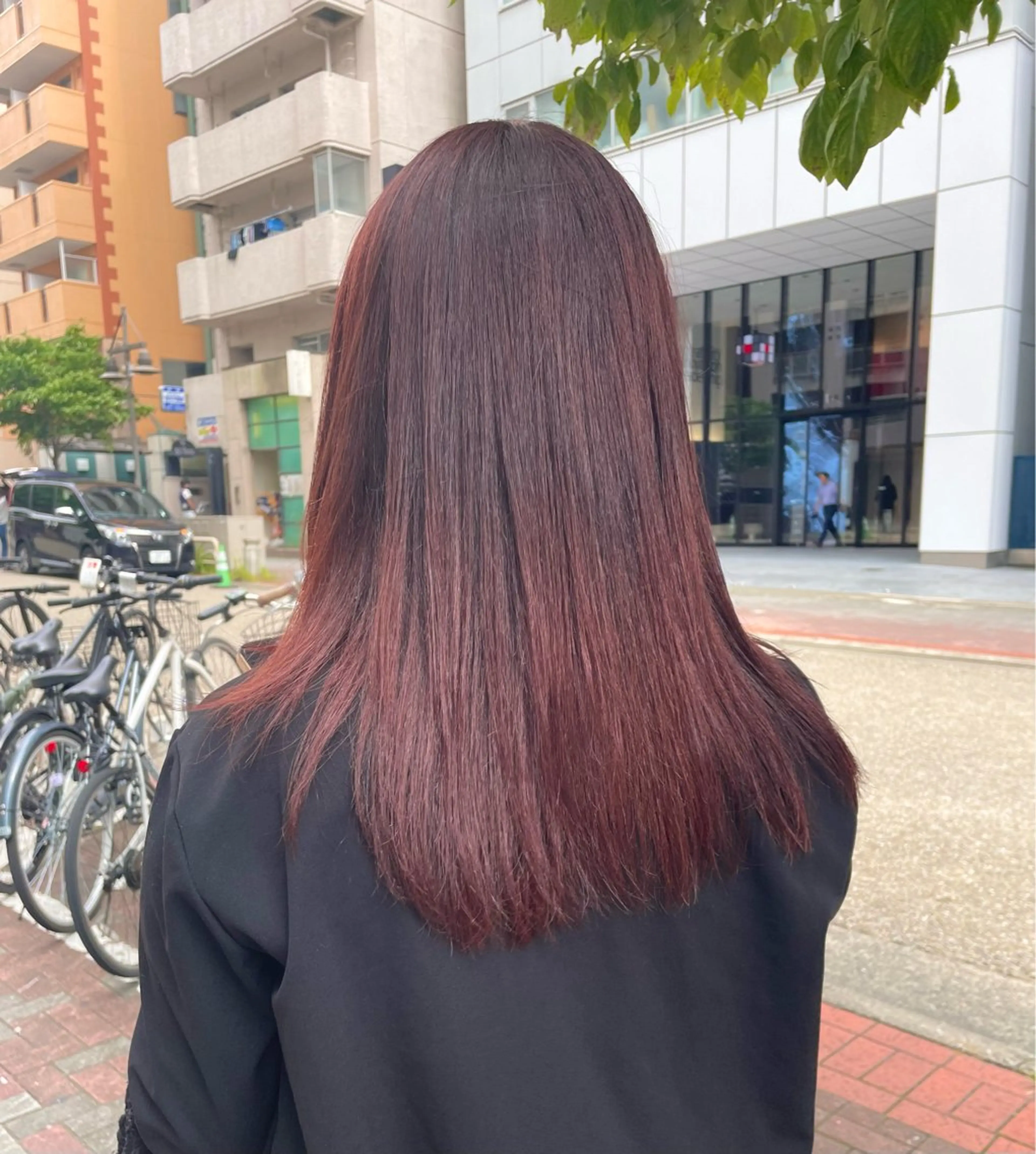 セミロング カラー ブリーチ ボルドーカラー 💝ブリーチ ショート/れい💝のヘアスタイル