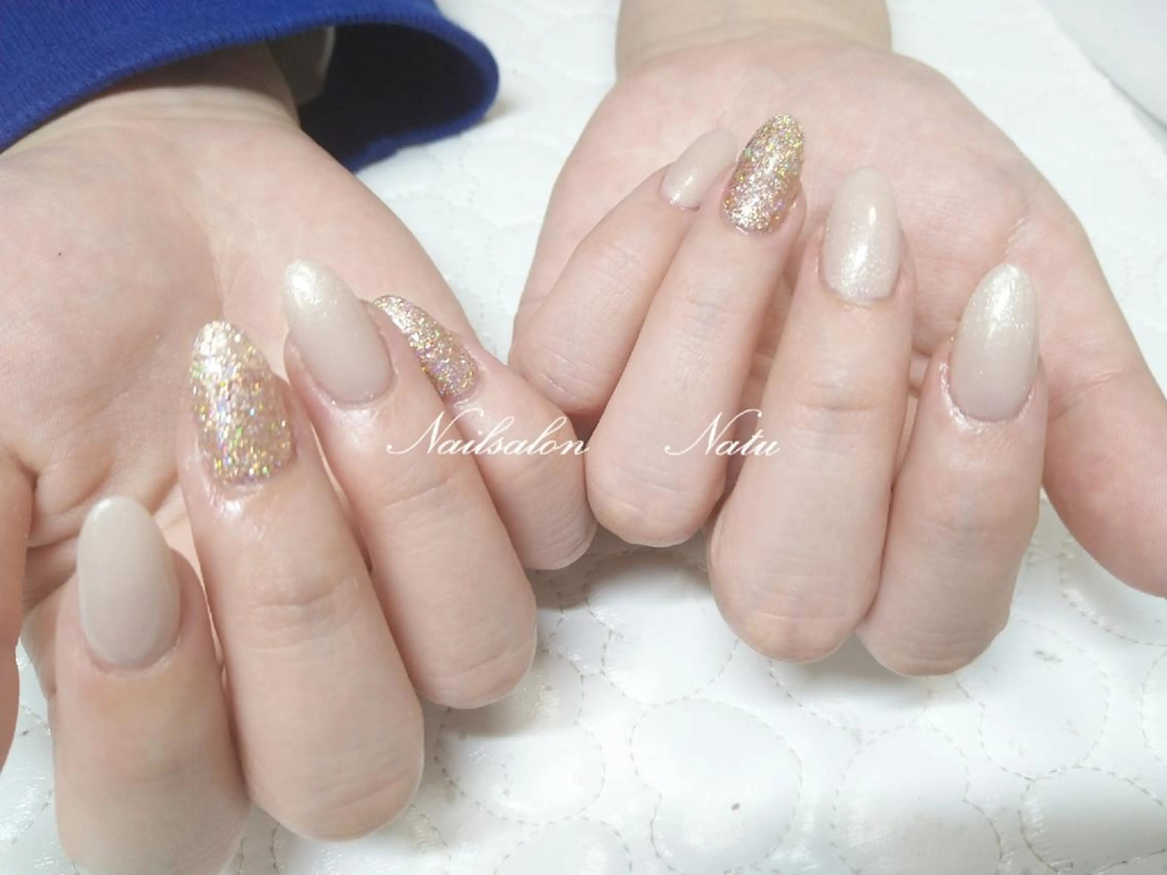 ネイル 長さ出し ラメ(グリッター) ワンカラーネイル ショートネイル nailsalon　 Natuのネイルデザイン