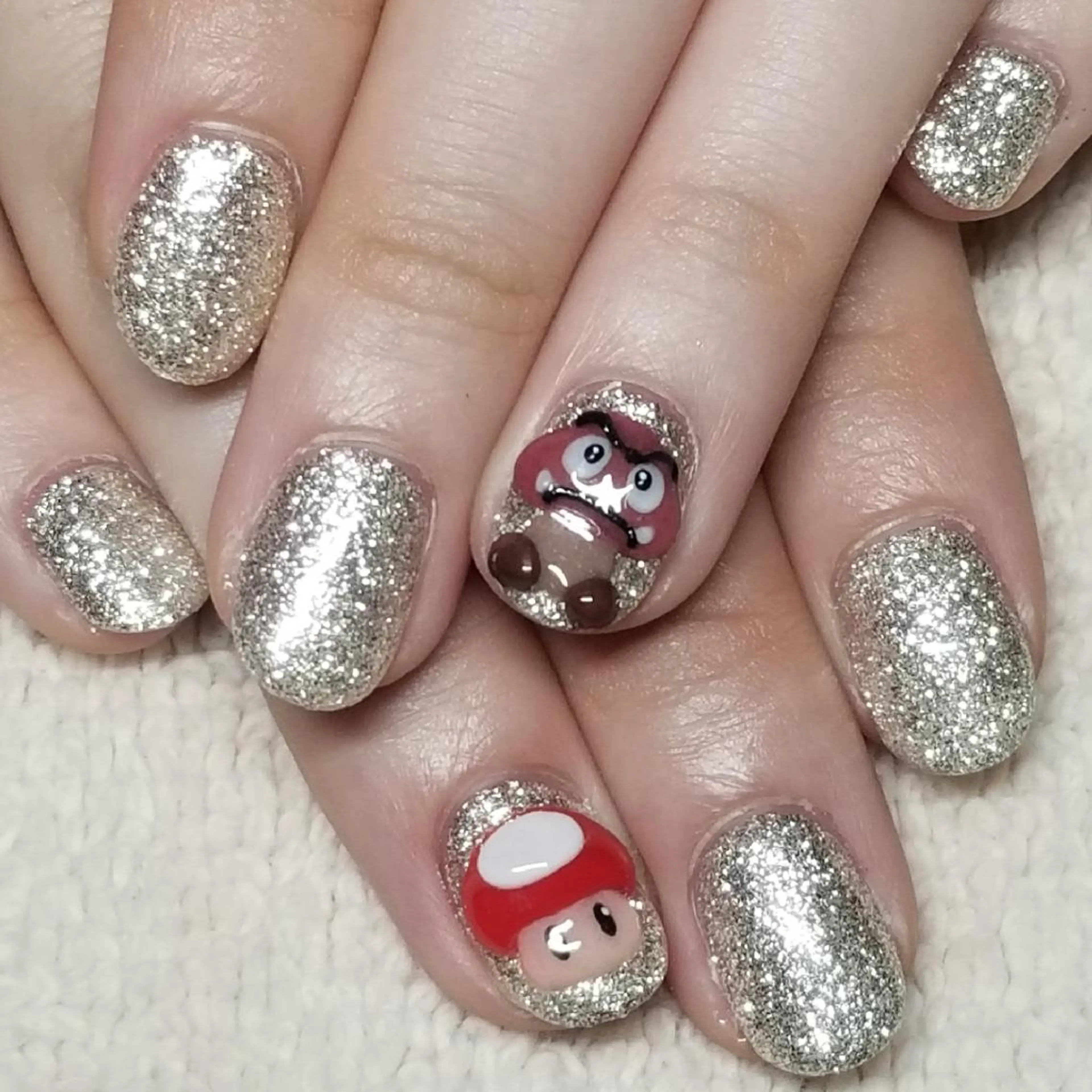 ネイル ラメ(グリッター) シルバー ハンドネイル よしだ ひろきのネイルデザイン