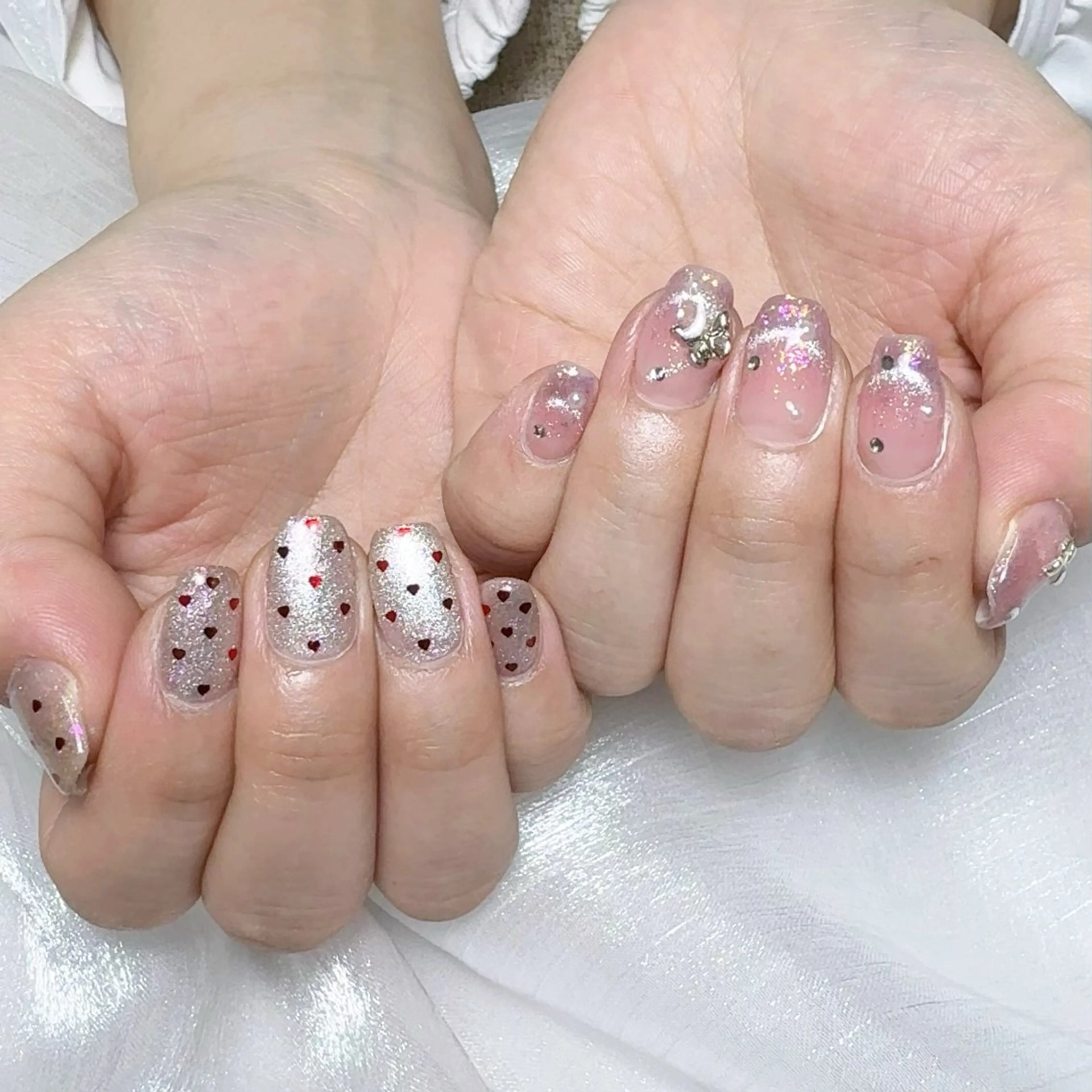 メンズ ネイル メンズ韓国風 アートネイル オーロラネイル ガーリー キラキラネイル Nail salon 木にいるのネイルデザイン