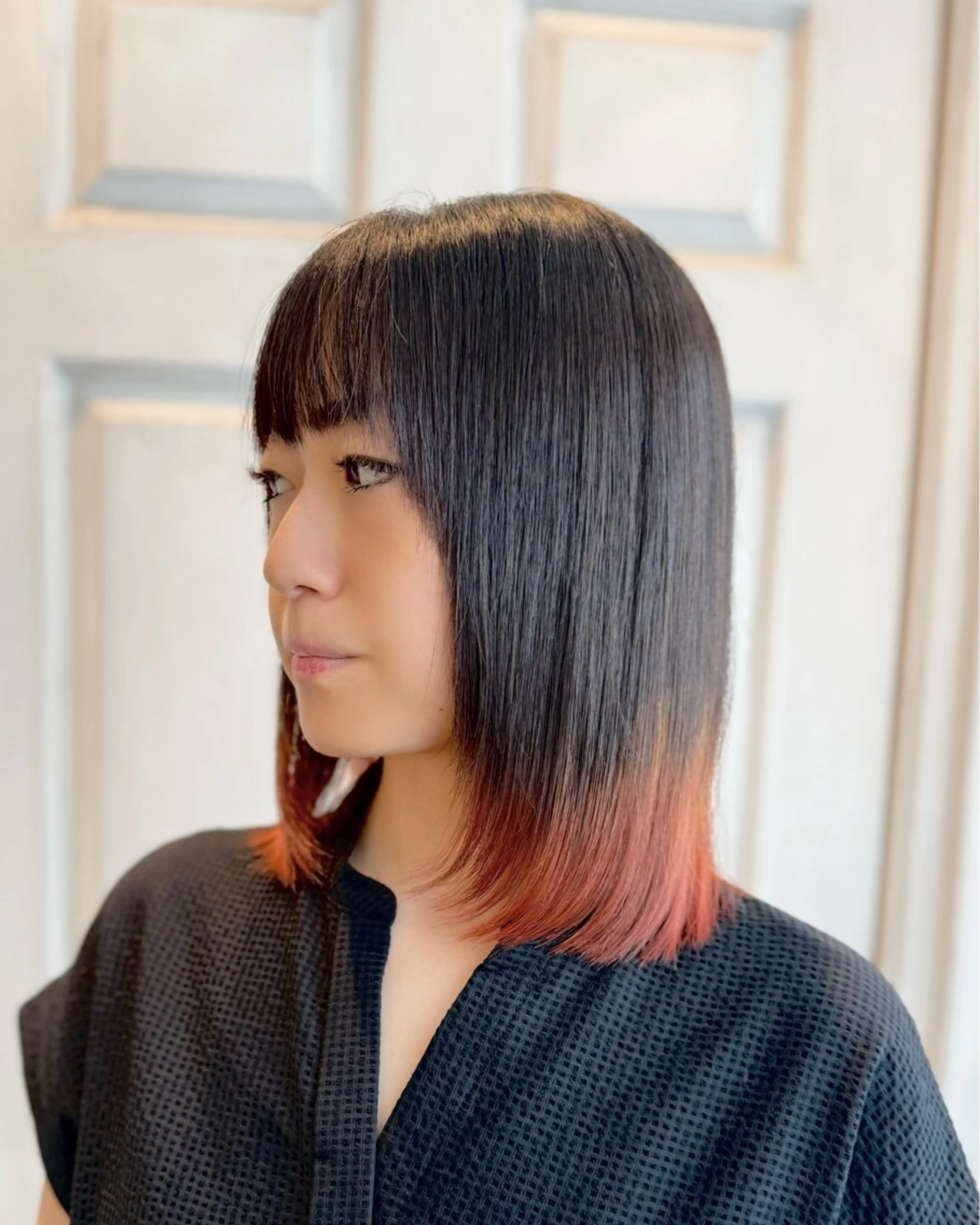ミディアム ヘアカラー ヘアメイク美容師 🦋サカモトレナ🦋のヘアスタイル
