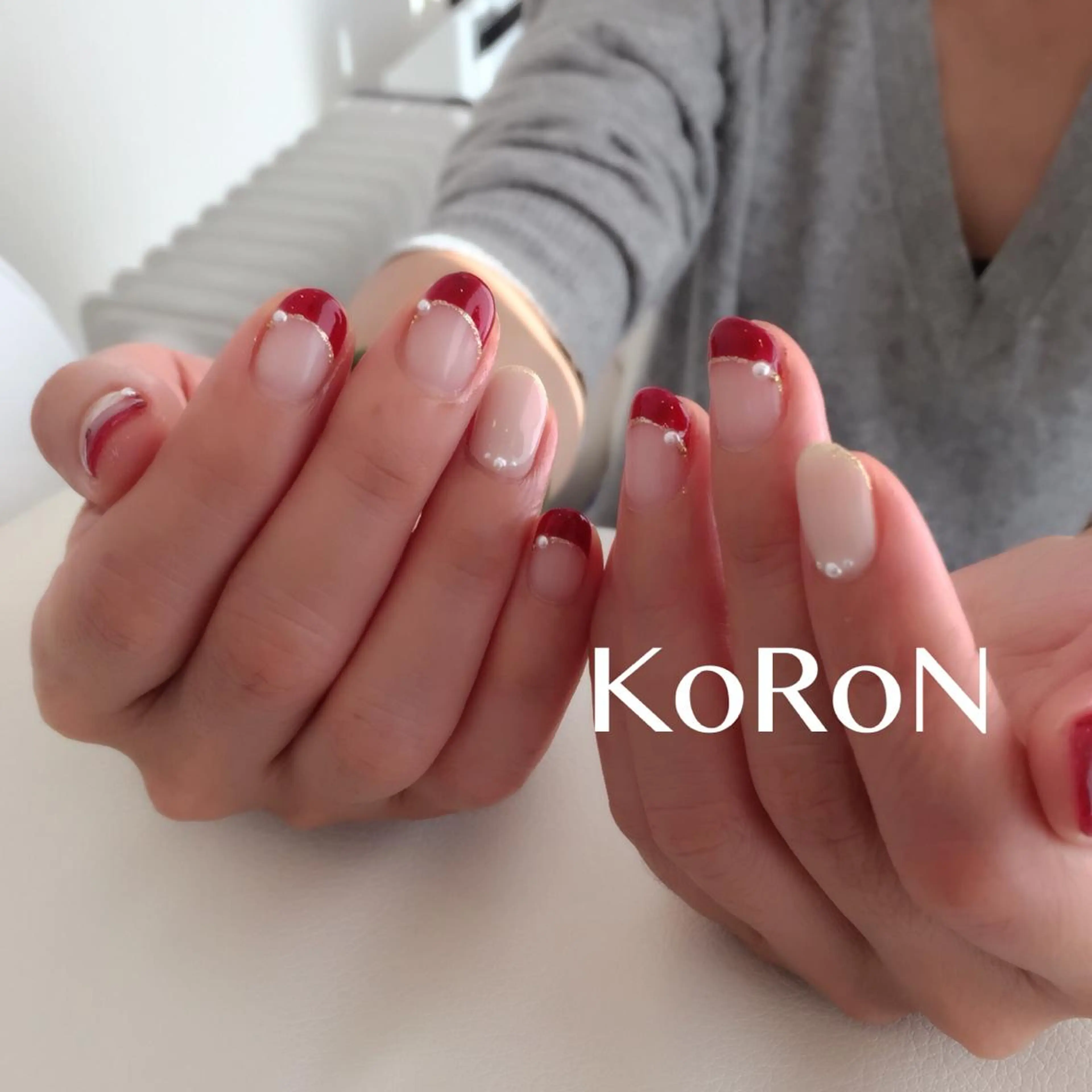 ネイル ボルドー フレンチネイル ハンドネイル 自宅サロン鎌倉 KORONのネイルデザイン