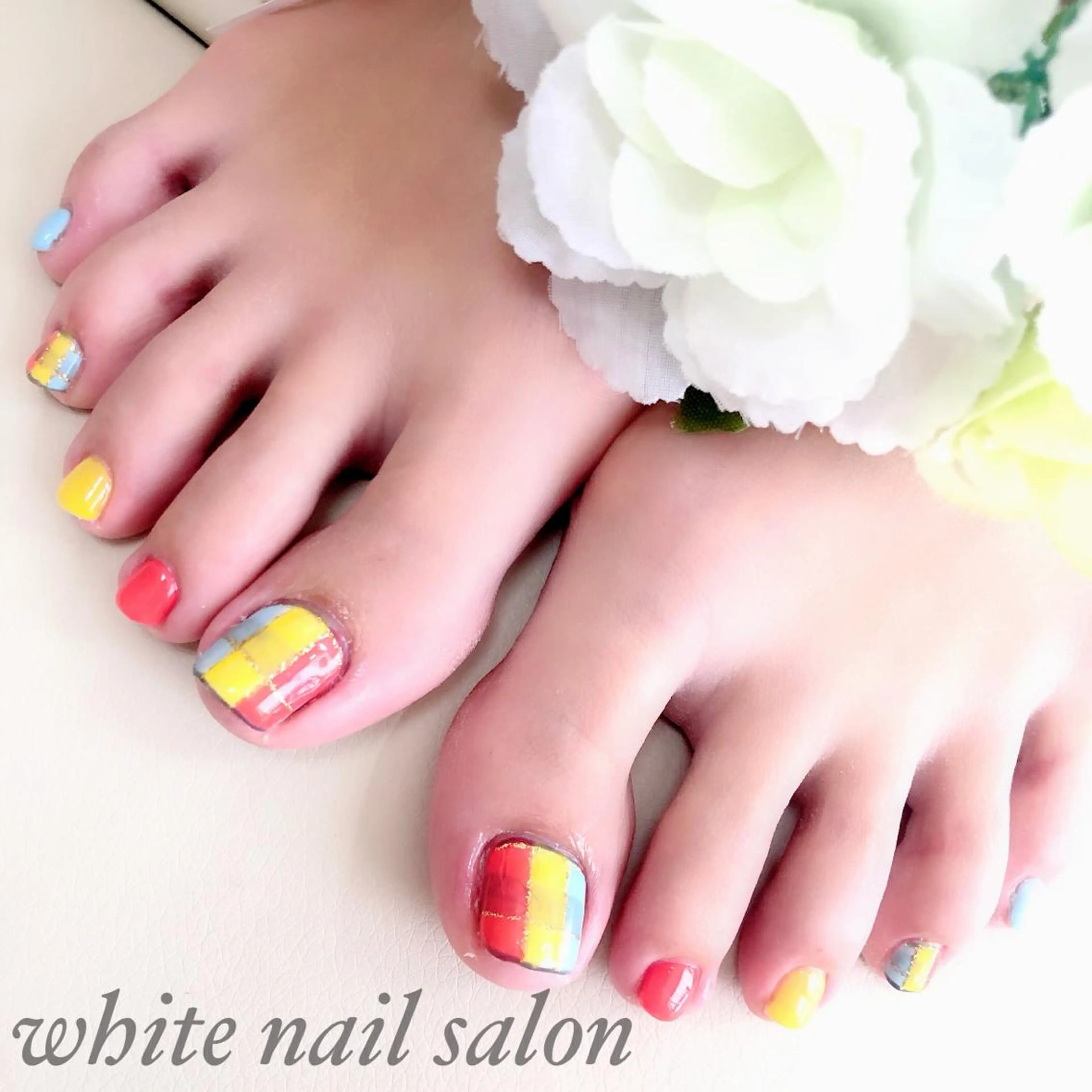ネイル アートネイル フレンチネイル ジェルネイル ハードジェル 持ち込み フットネイル white nail salonのネイルデザイン