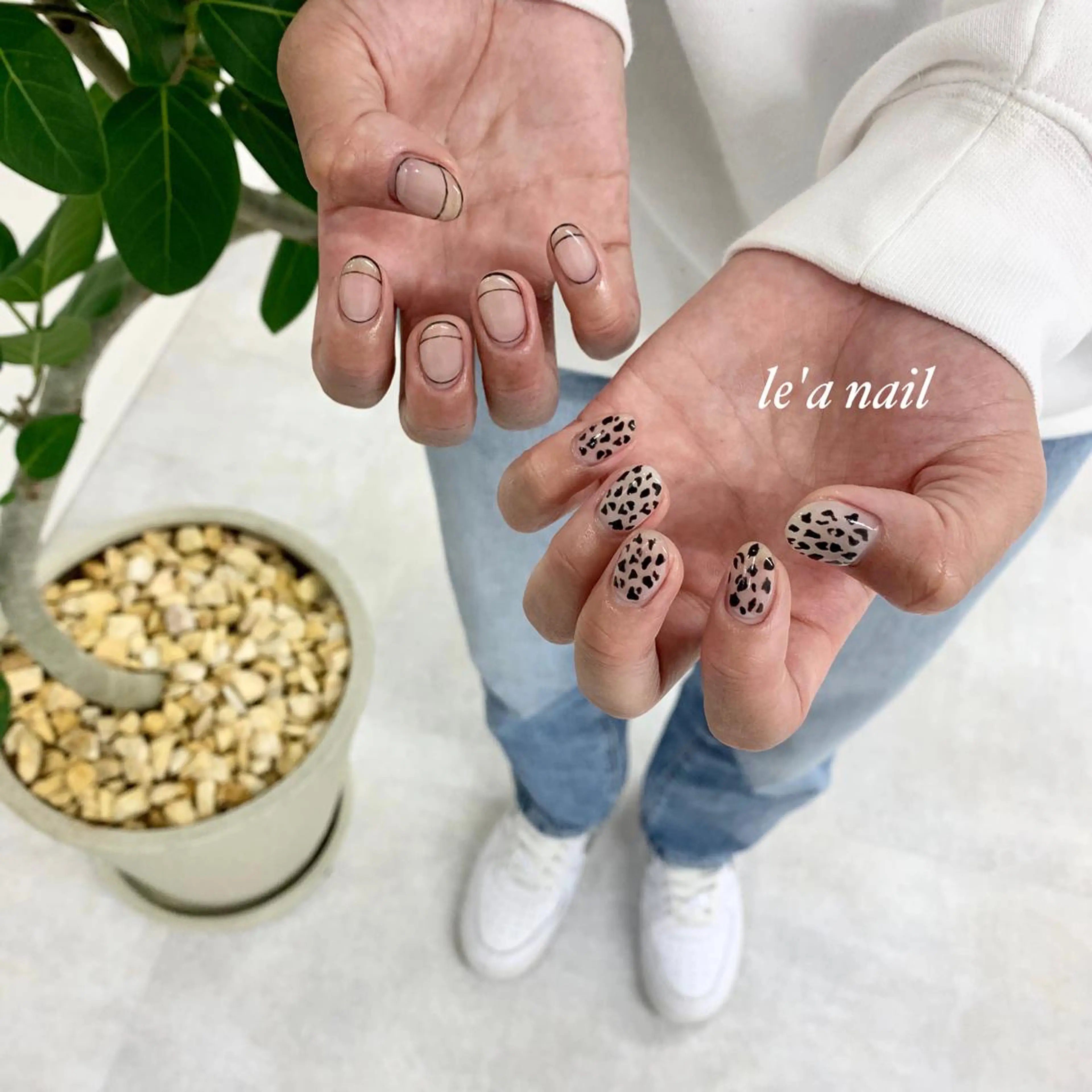 ネイル アニマル柄 クリアネイル ニュアンスネイル pu muのネイルデザイン