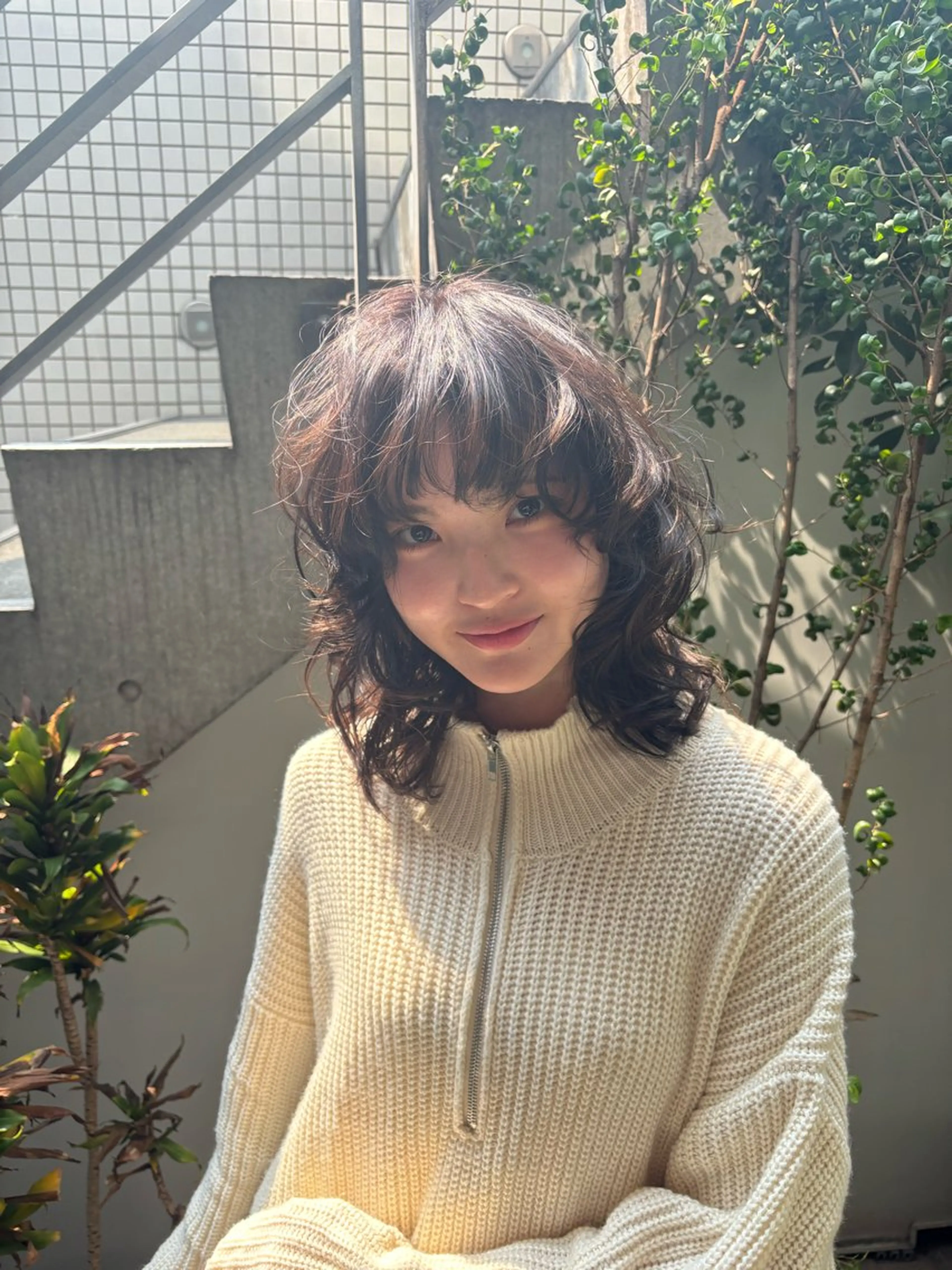 ミディアム ミディアムパーマ ボブ レイヤーカット マレットヘア カット ヘアカラー トリートメント レイヤー/パーマ sHOTAのヘアスタイル