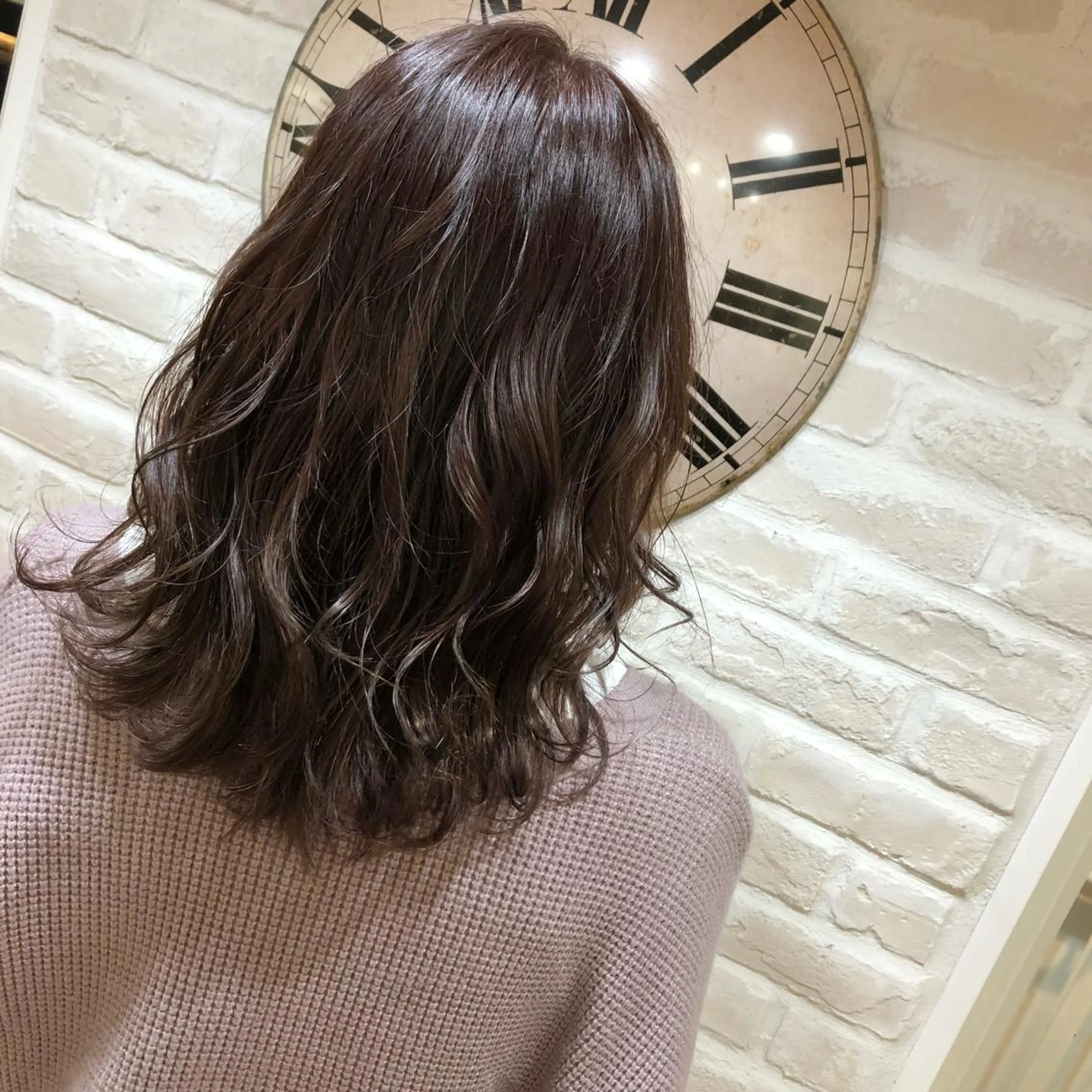 セミロング カラー ブラウンカラー ピンクカラー ピンクブラウン ヘアカラー トリートメント ヘアセット Aujua ソムリエ 勝又舞夏のヘアスタイル