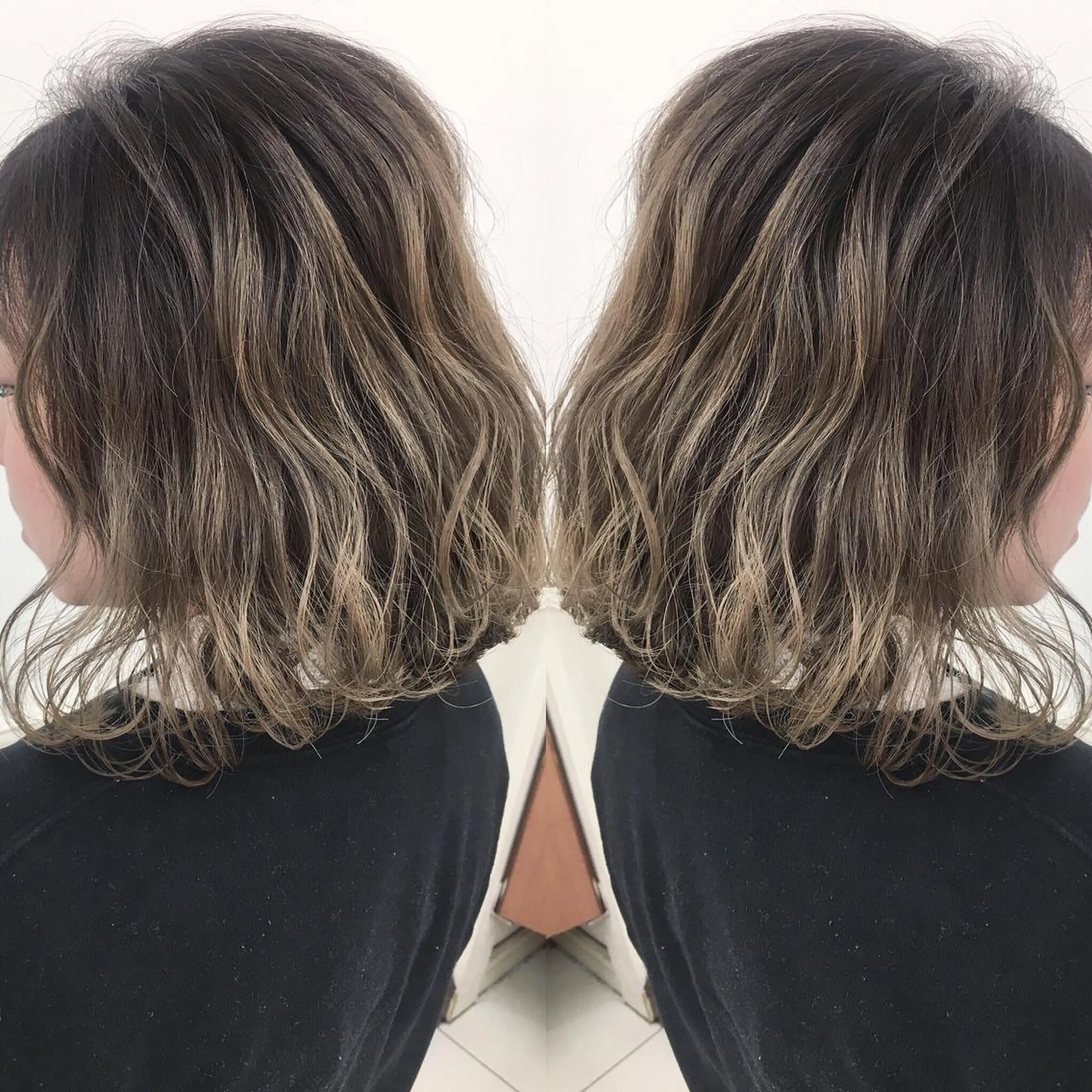 ショート カラー バレイヤージュ グレージュ レイヤーカット ヘアカラー N° jillva ♦️川端裕司♦️のヘアスタイル