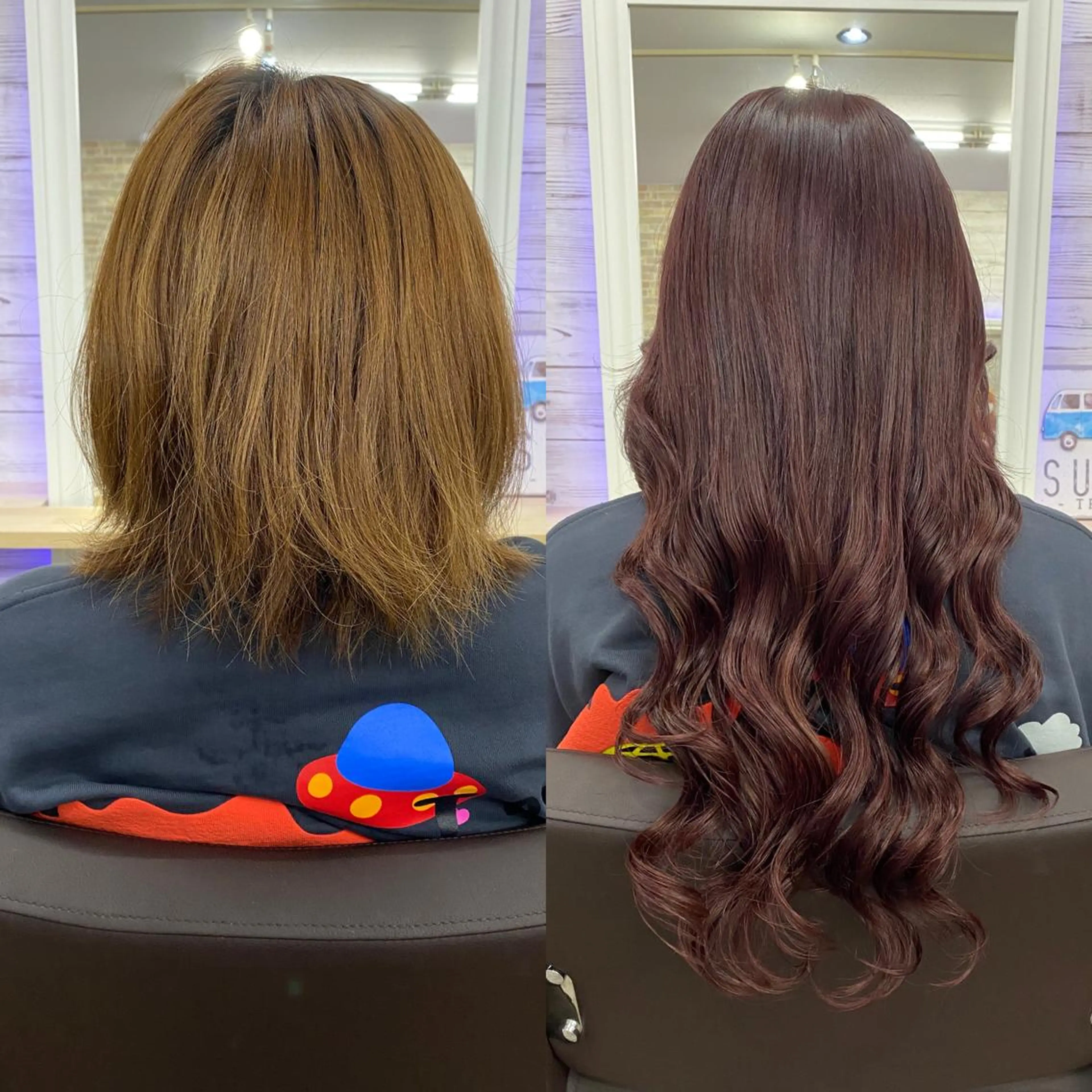 ミディアム カラー ヘアアレンジ ショートボブ 編み込みエクステ シールエクステ ミディアムパーマ バレイヤージュ LAVENDIA 初音のヘアスタイル