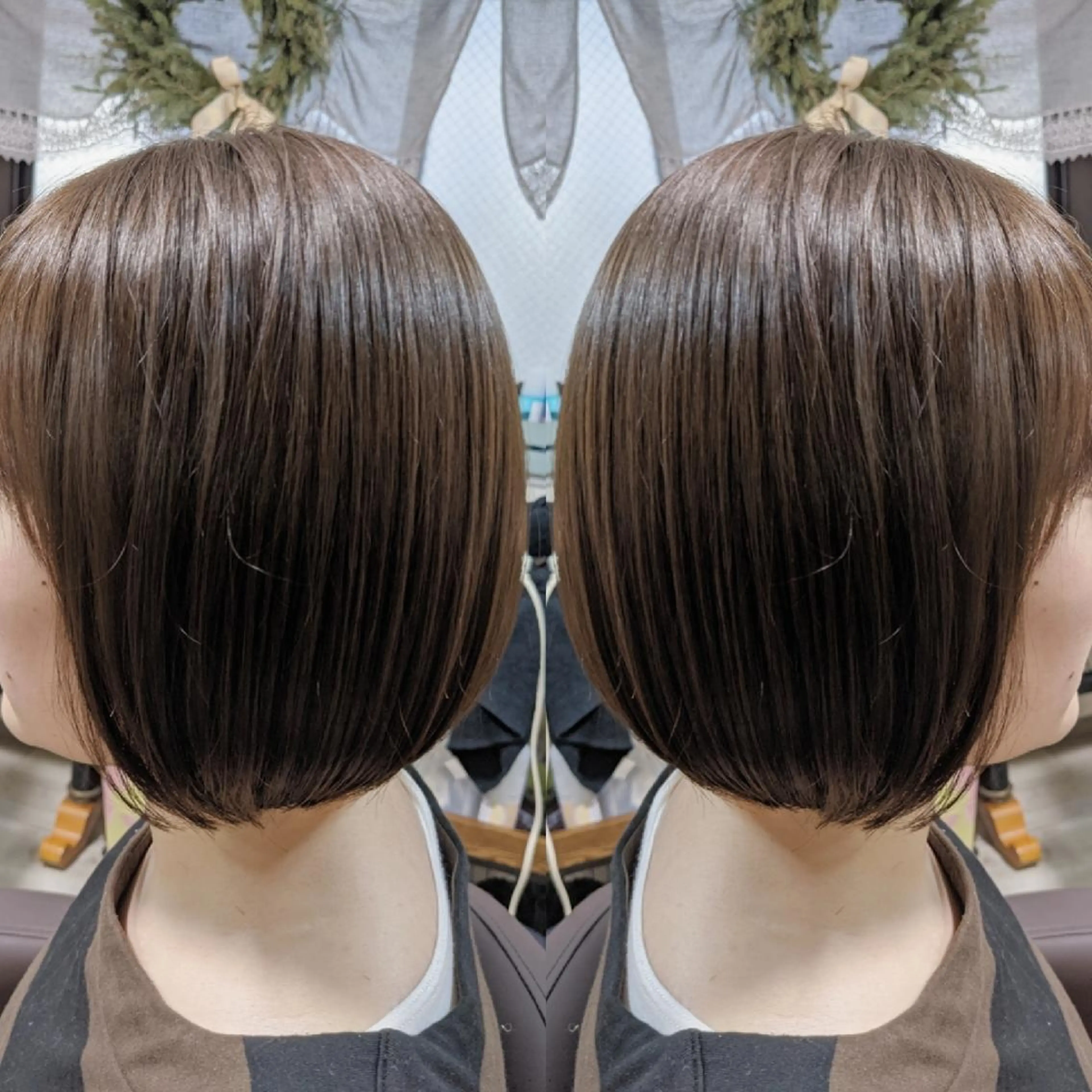 ショート カラー 透明感カラー ボブ カット ヘアカラー トリートメント 池田 恵久美のヘアスタイル