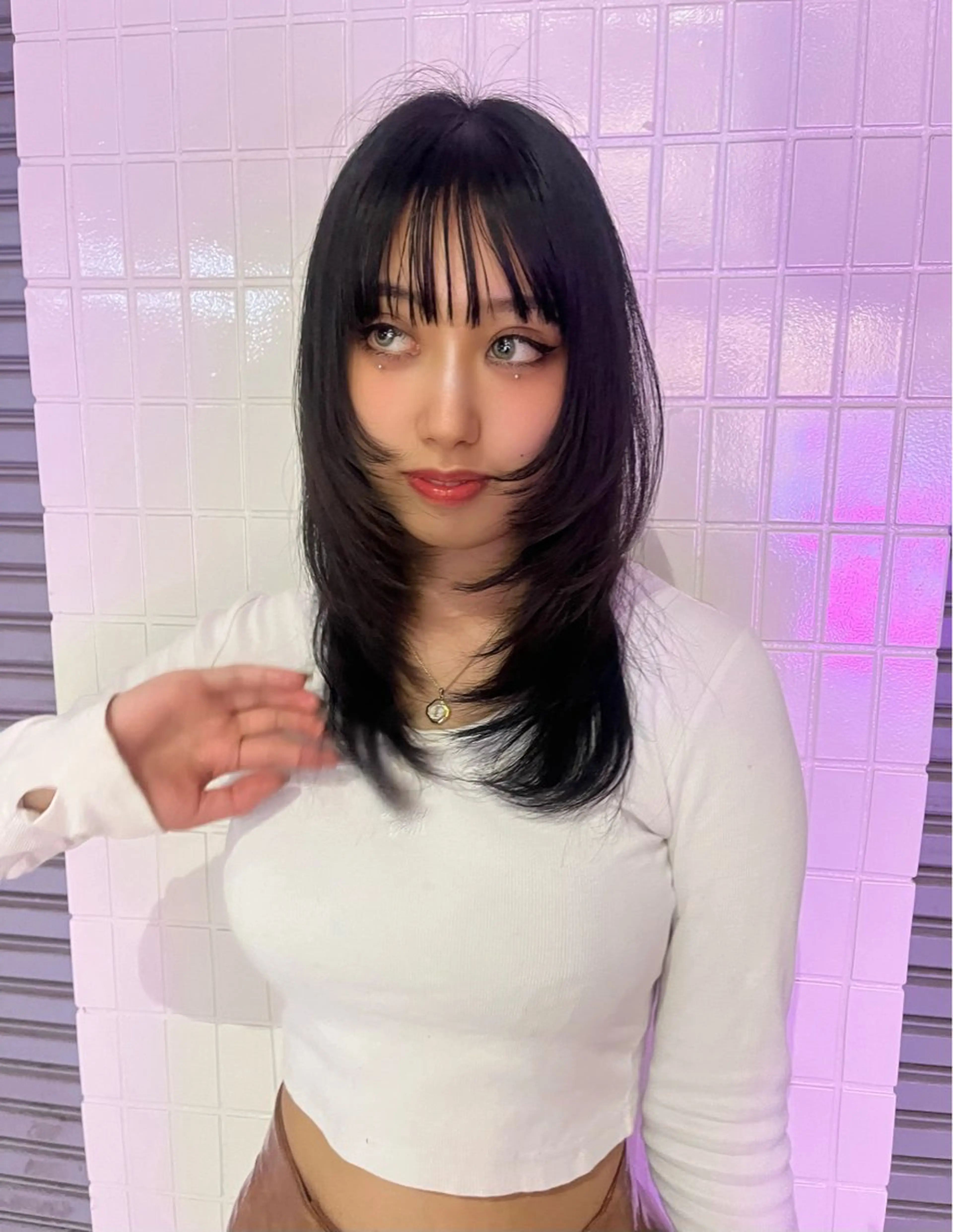 ミディアム レイヤー／マツエク 💋𝑨𝑵𝑵𝑨のヘアスタイル