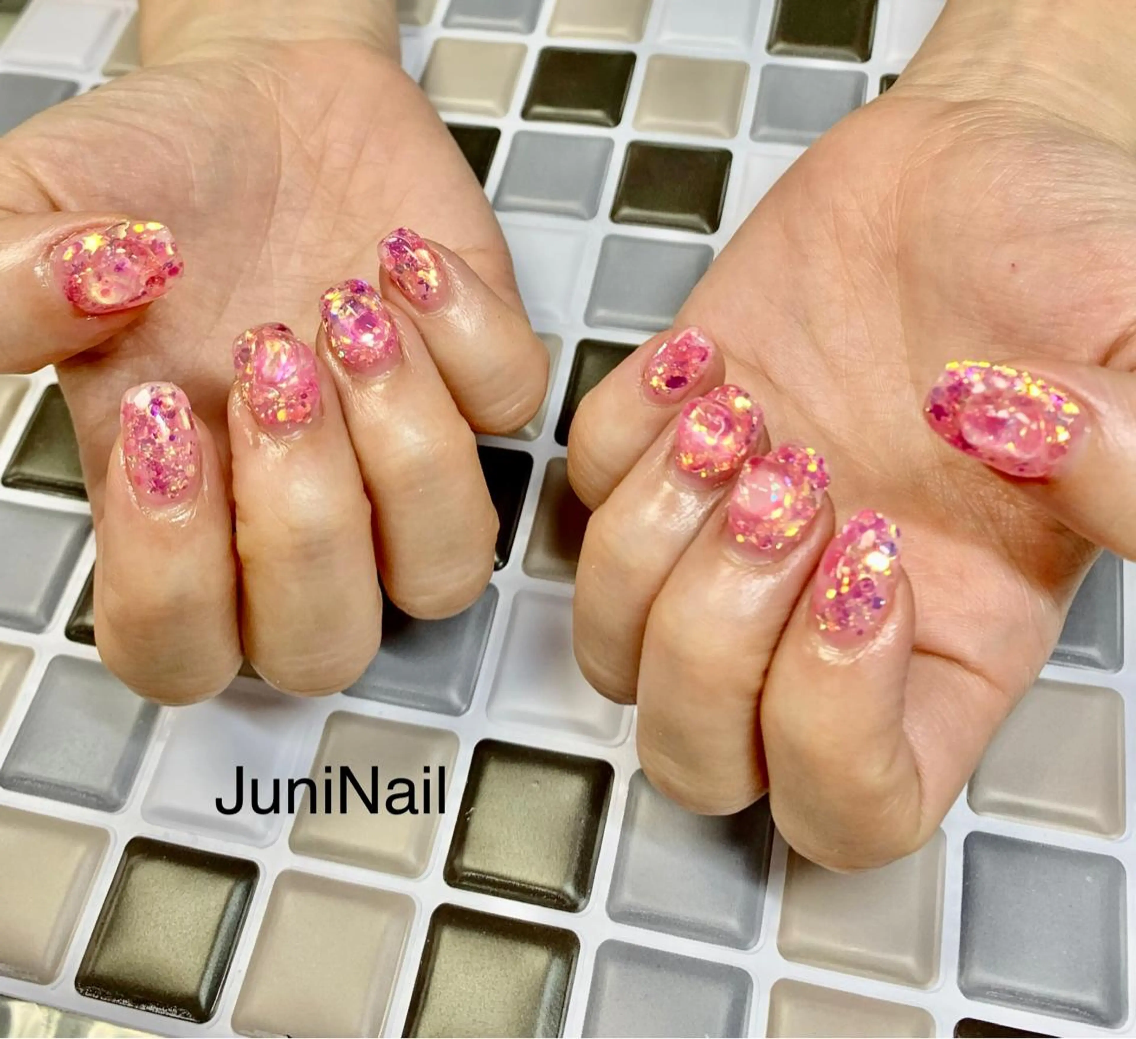 ネイル オーロラネイル クリアネイル 成人式 フラッシュネイル フレンチネイル ハンドネイル JuniNail 주니네일🇰🇷suのネイルデザイン