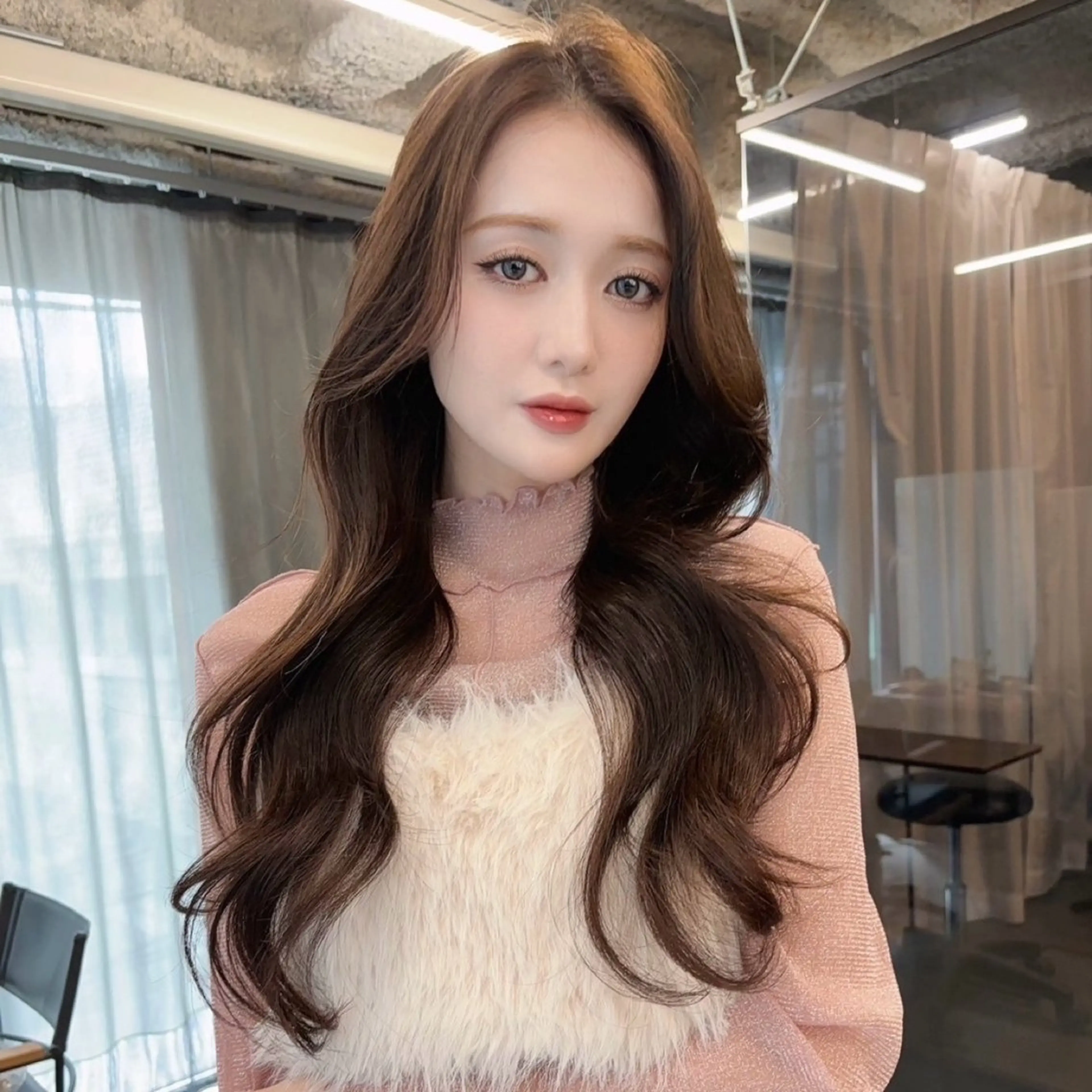 ロング カラー くびれヘア ヨシンモリ 韓国風ヘア 髪質改善/韓国ヘア 顔まわり特化yutoのヘアスタイル