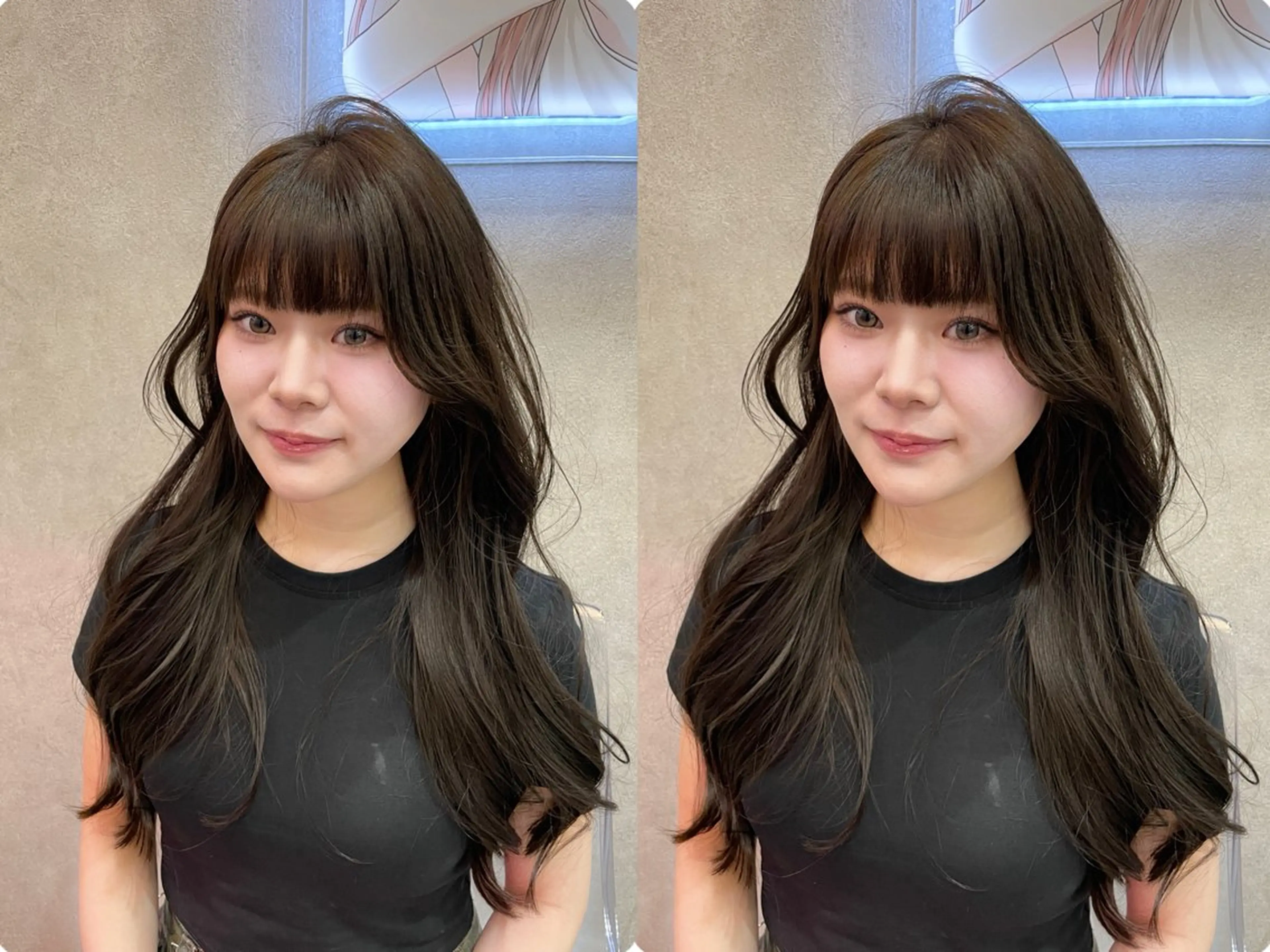 セミロング カット ヘアカラー MOE 福岡韓国ヘア✧︎のヘアスタイル