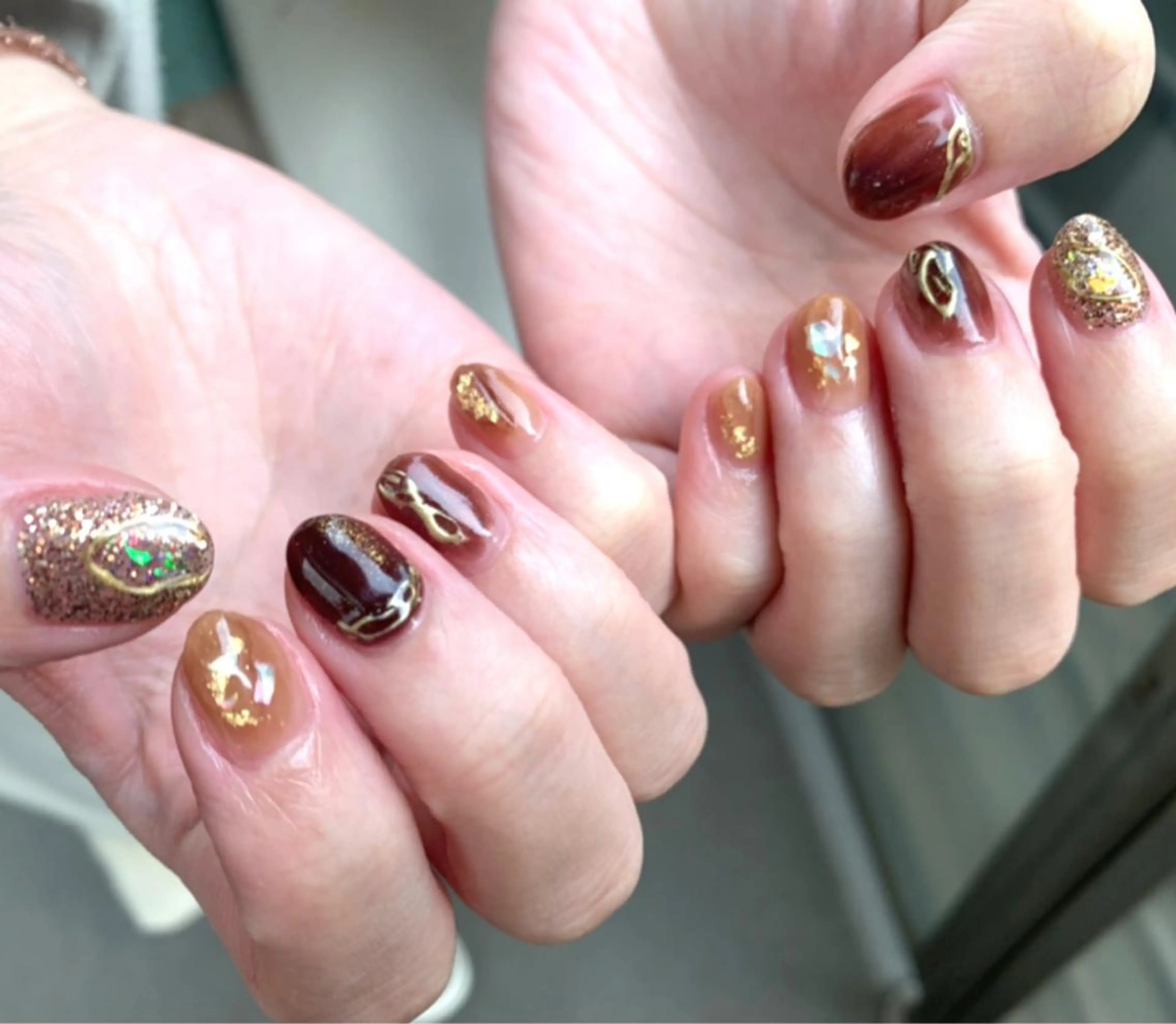 ネイル ブラウン ニュアンスネイル nail＊ runa🌻のネイルデザイン