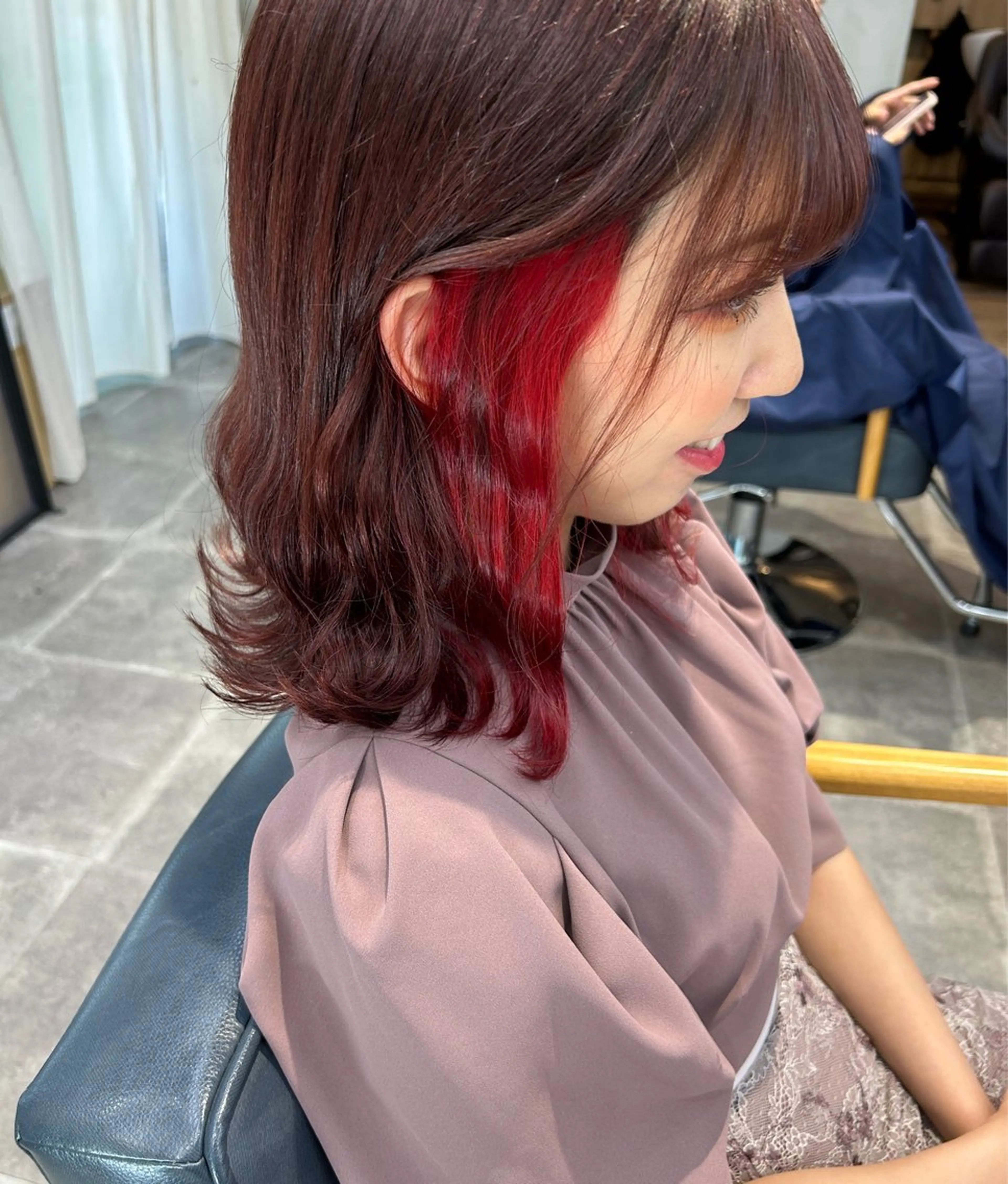 セミロング カラー newi梅田🫧韓国 ヘア🫧sakiのヘアスタイル