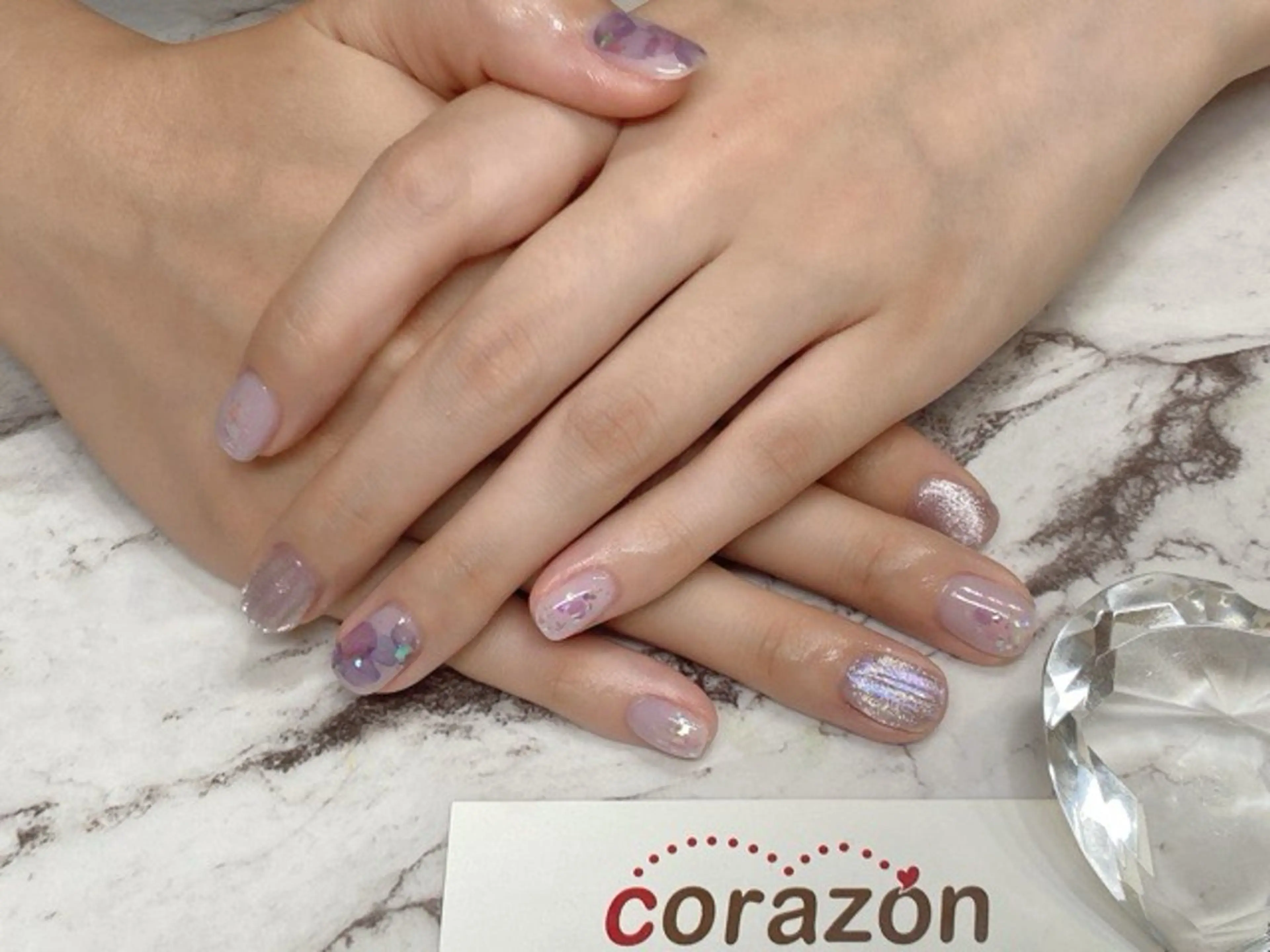 ネイル アートネイル キラキラネイル パープル corazon所属・ネイリスト aicoのネイルデザイン