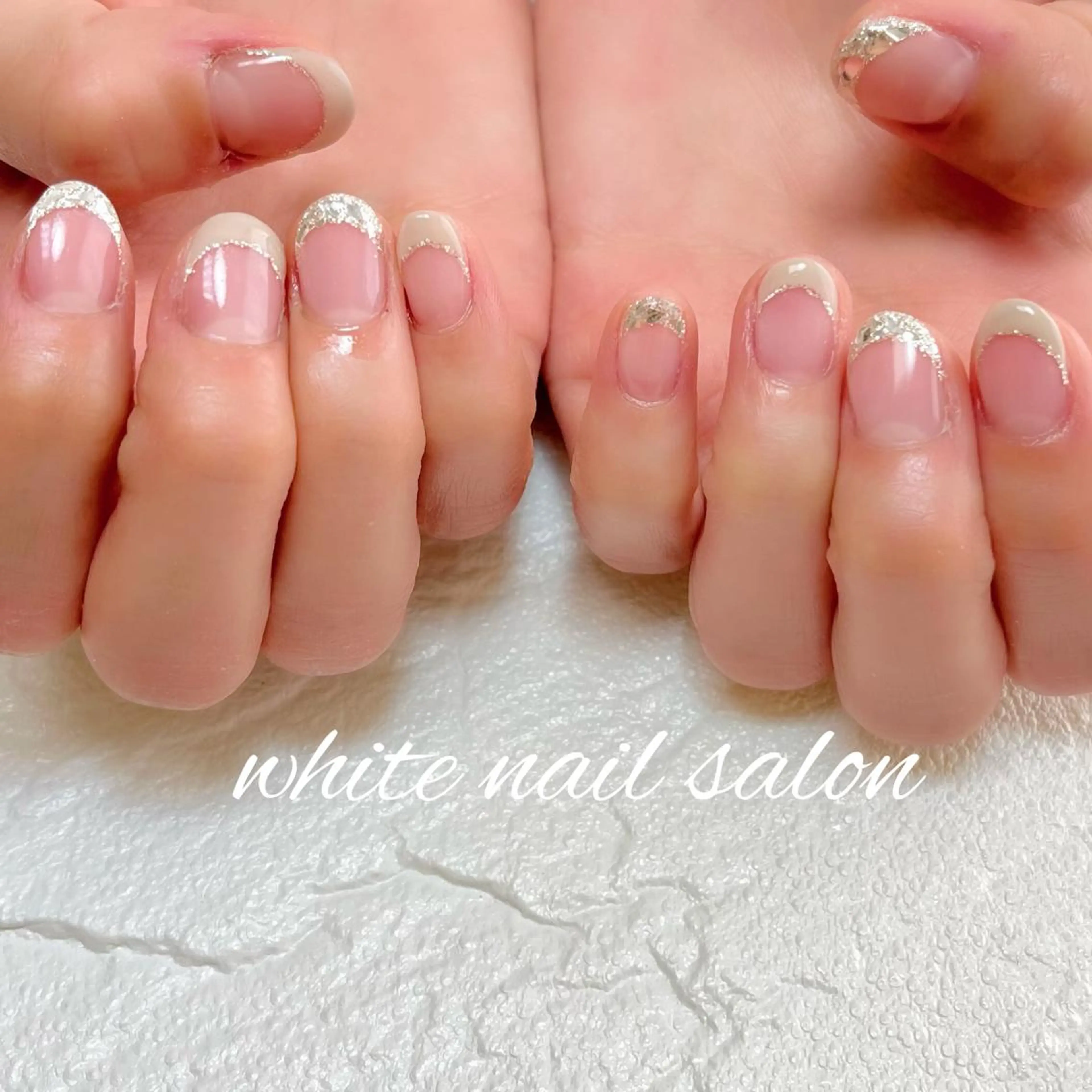 ネイル フットネイル ジェルネイル ハードジェル ラメ(グリッター) 持ち込み ハンドネイル white nail salonのネイルデザイン
