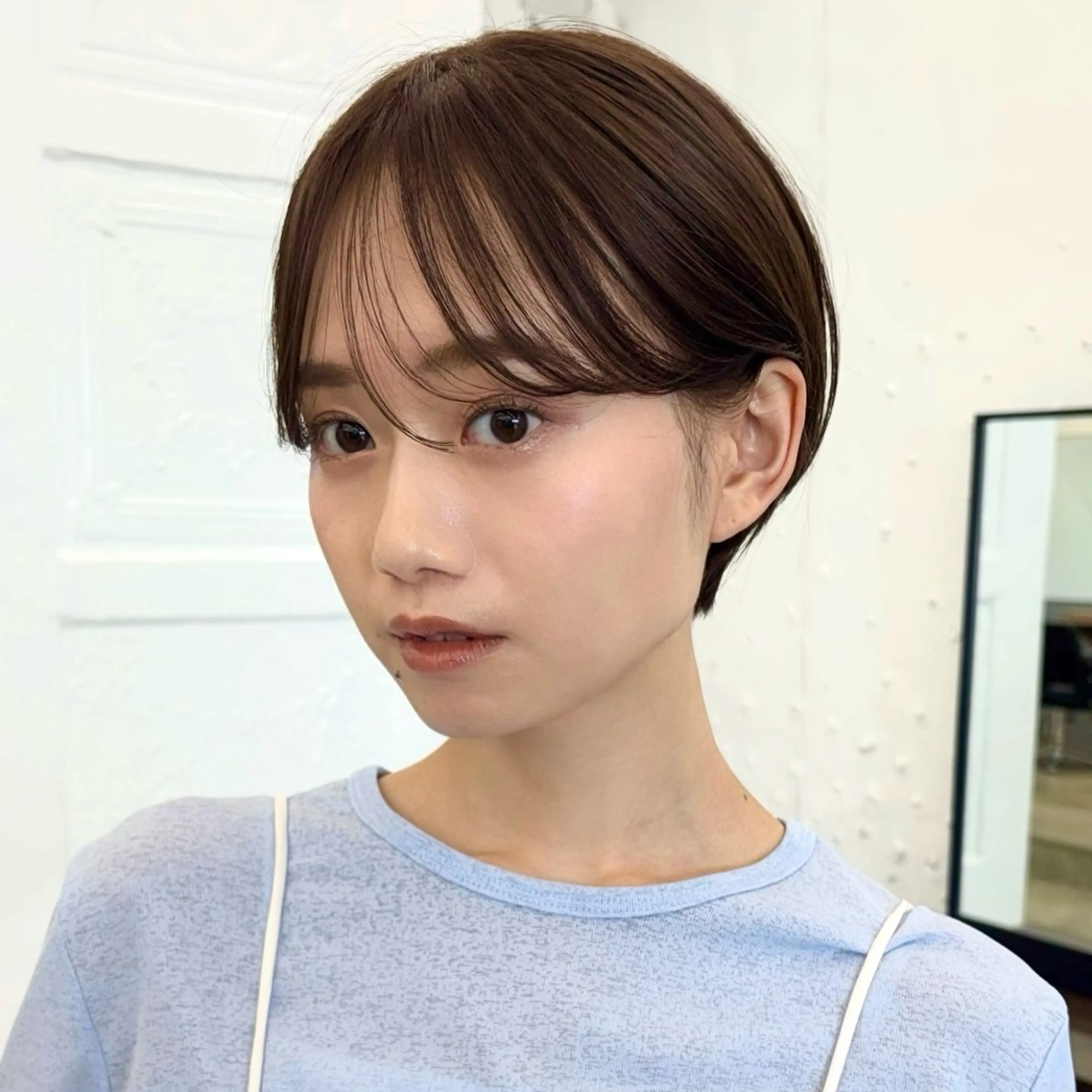 ショート カラー 丸みショート アッシュ アッシュブラウン ブラウンカラー シースルーバング カット ヘアカラー トリートメント 顔まわり🥨レイヤー /透明感/水口舞奈のヘアスタイル