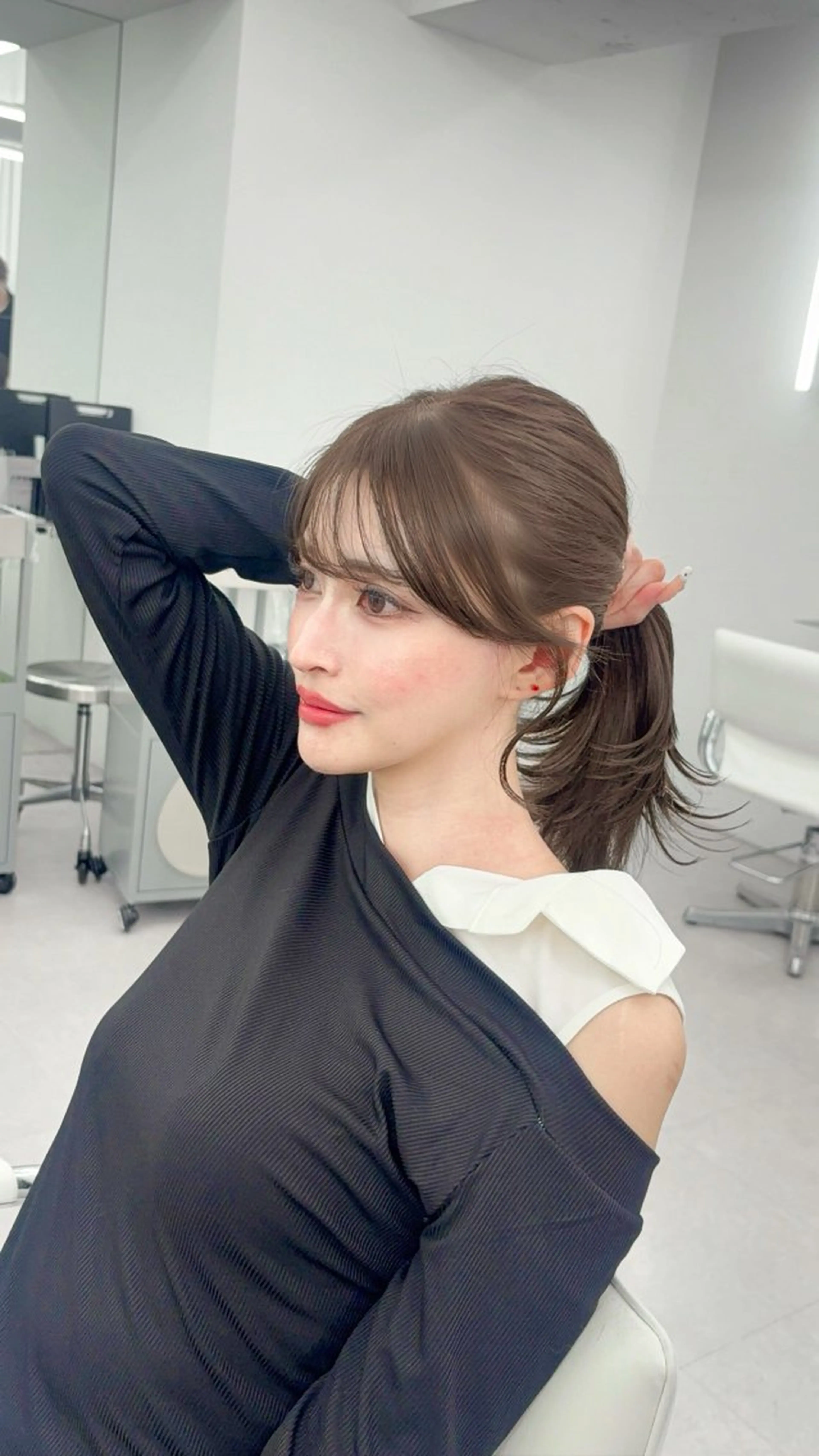 ロング カラー レイヤーカット 小顔カット カット ヘアカラー トリートメント 韓国ヘア/レイヤー/ 顔まわり足立遥奈のヘアスタイル