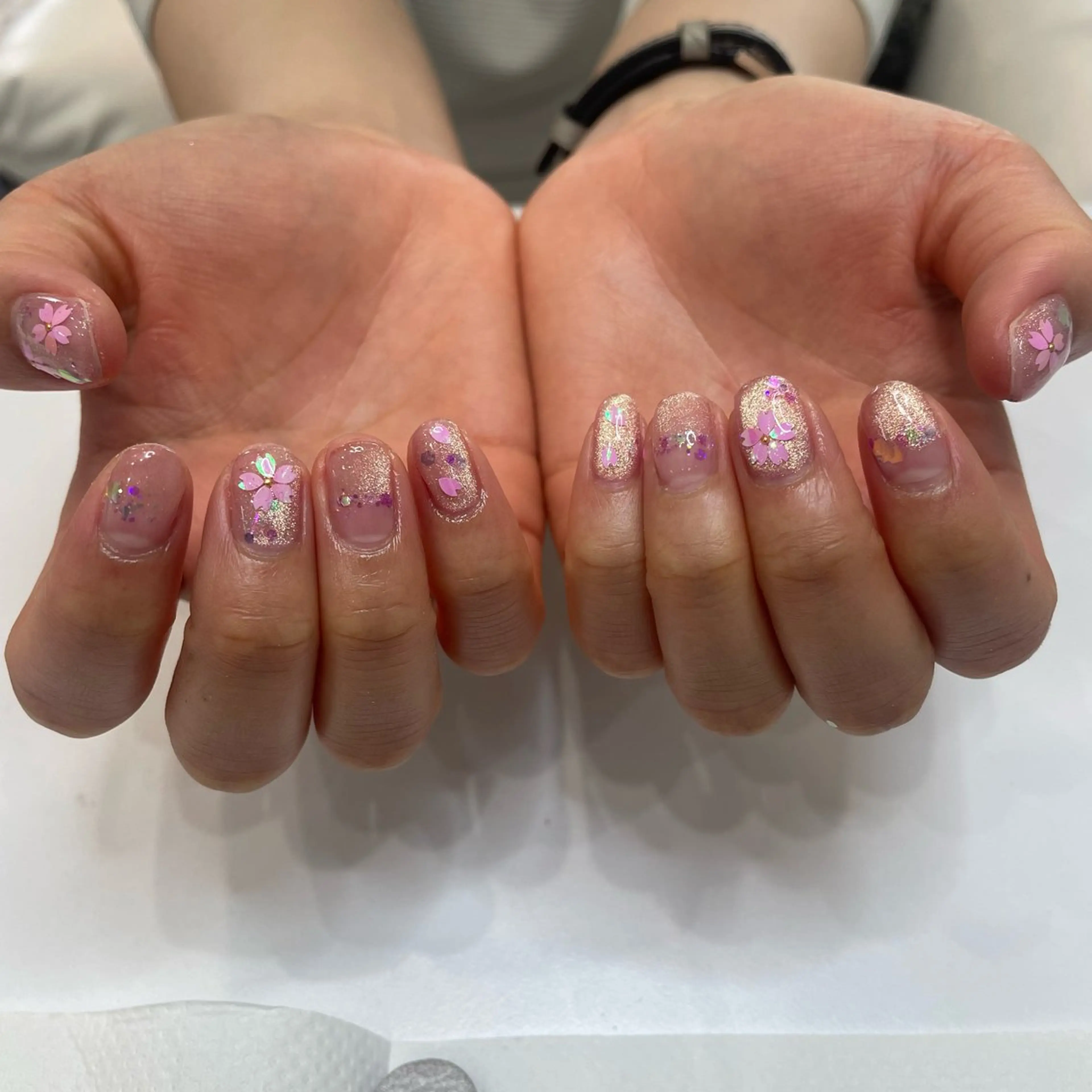 ネイル マグネットネイル ピンク 春ネイル ミズノ マユのネイルデザイン