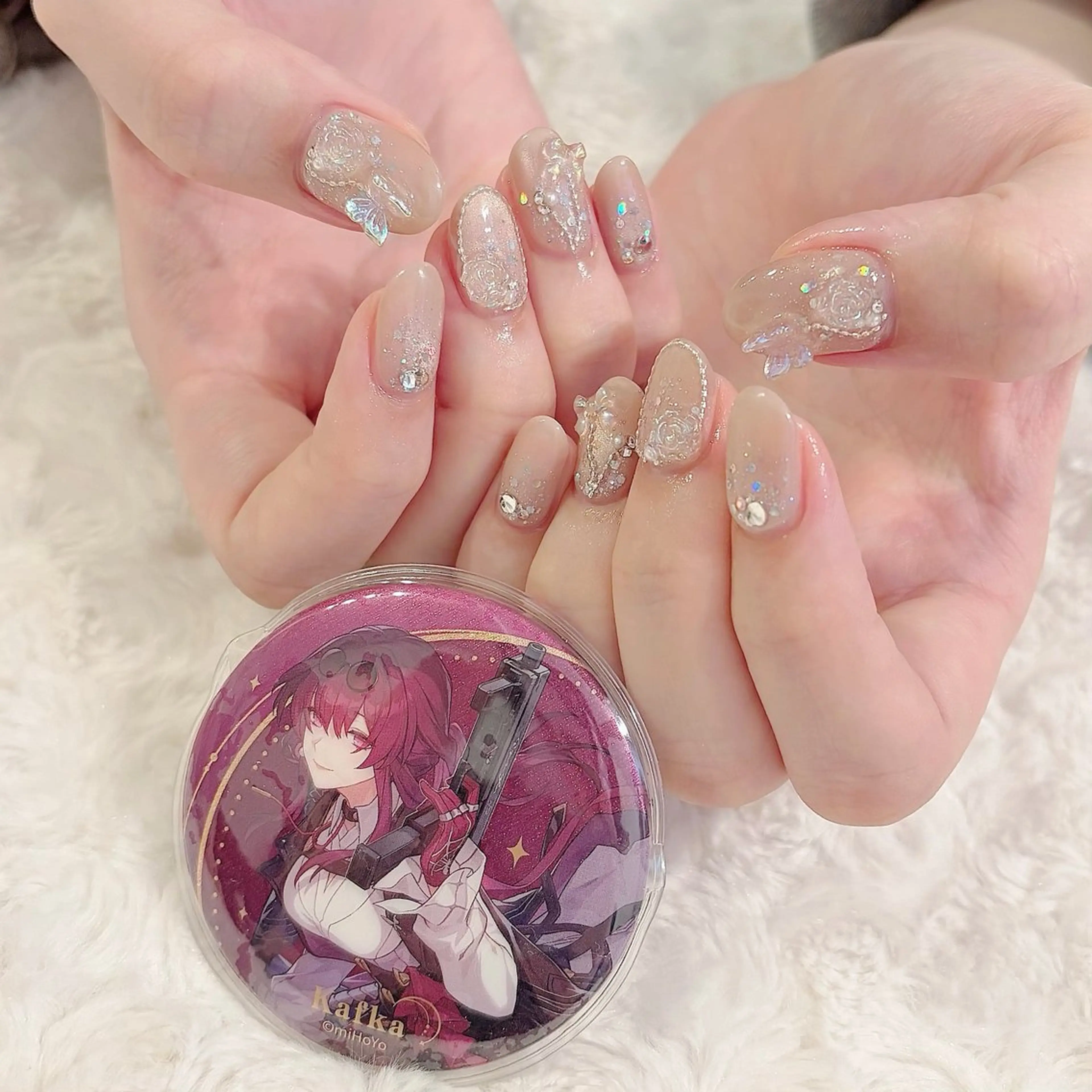 ネイル ジェルネイル ラメ(グリッター) 水色 マグネットネイル ピンク ハンドネイル Naruse Momoのネイルデザイン