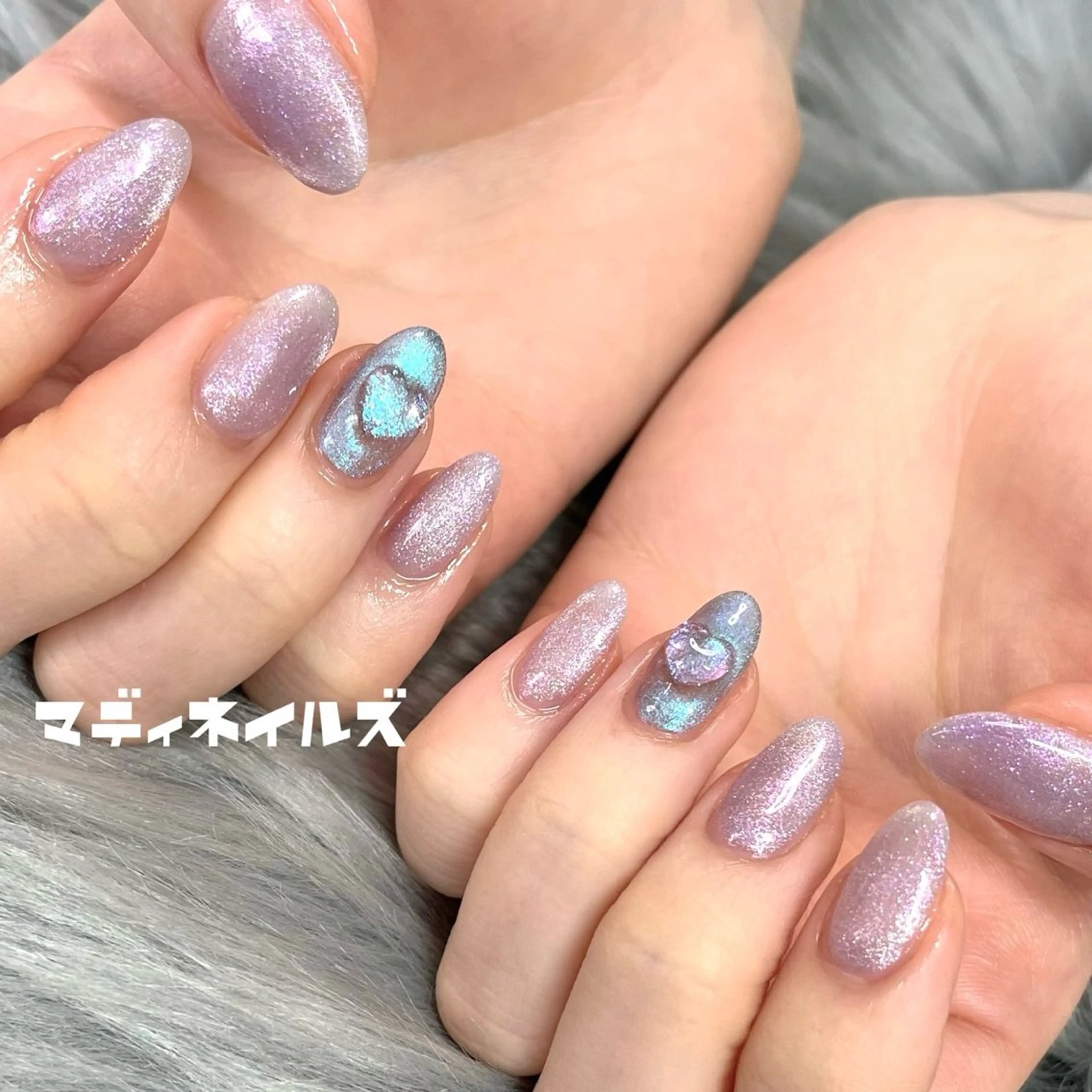 ネイル ハート パープル MADDYNAILS ✴︎柏痛ネイルのネイルデザイン